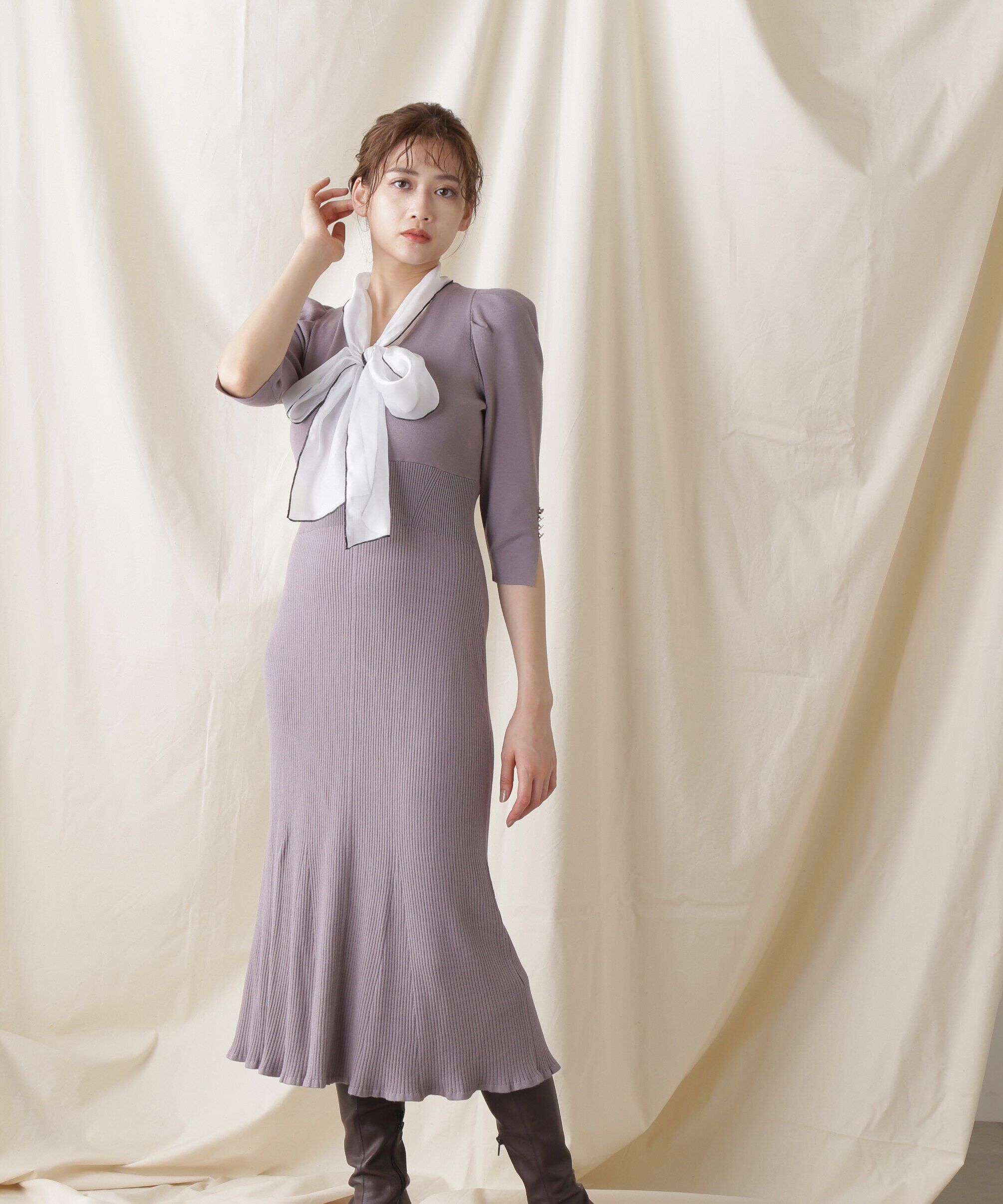  「メロ―ボウタイマーメイドニットワンピース」|ワンピース|