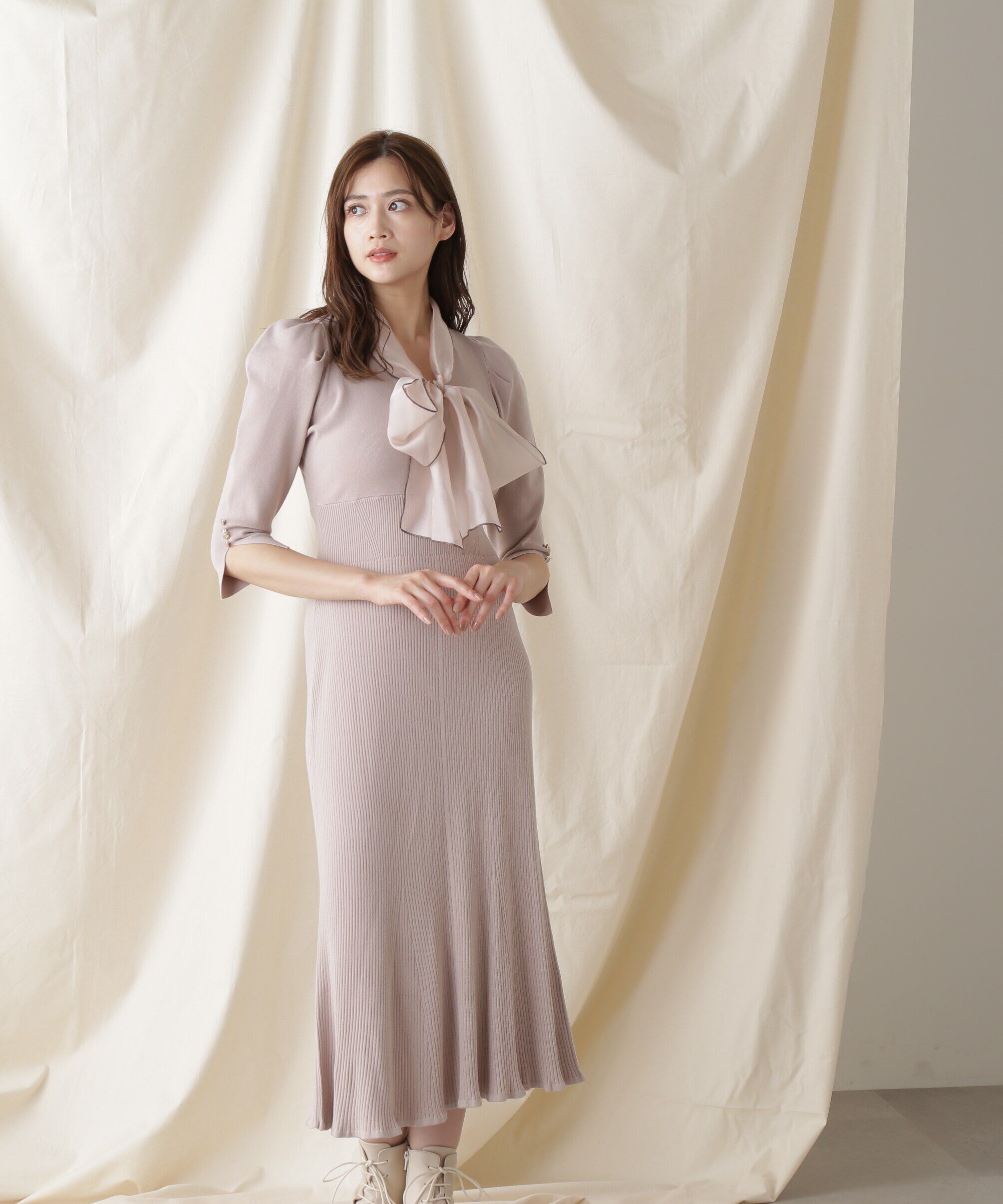  「メロ―ボウタイマーメイドニットワンピース」|ワンピース|