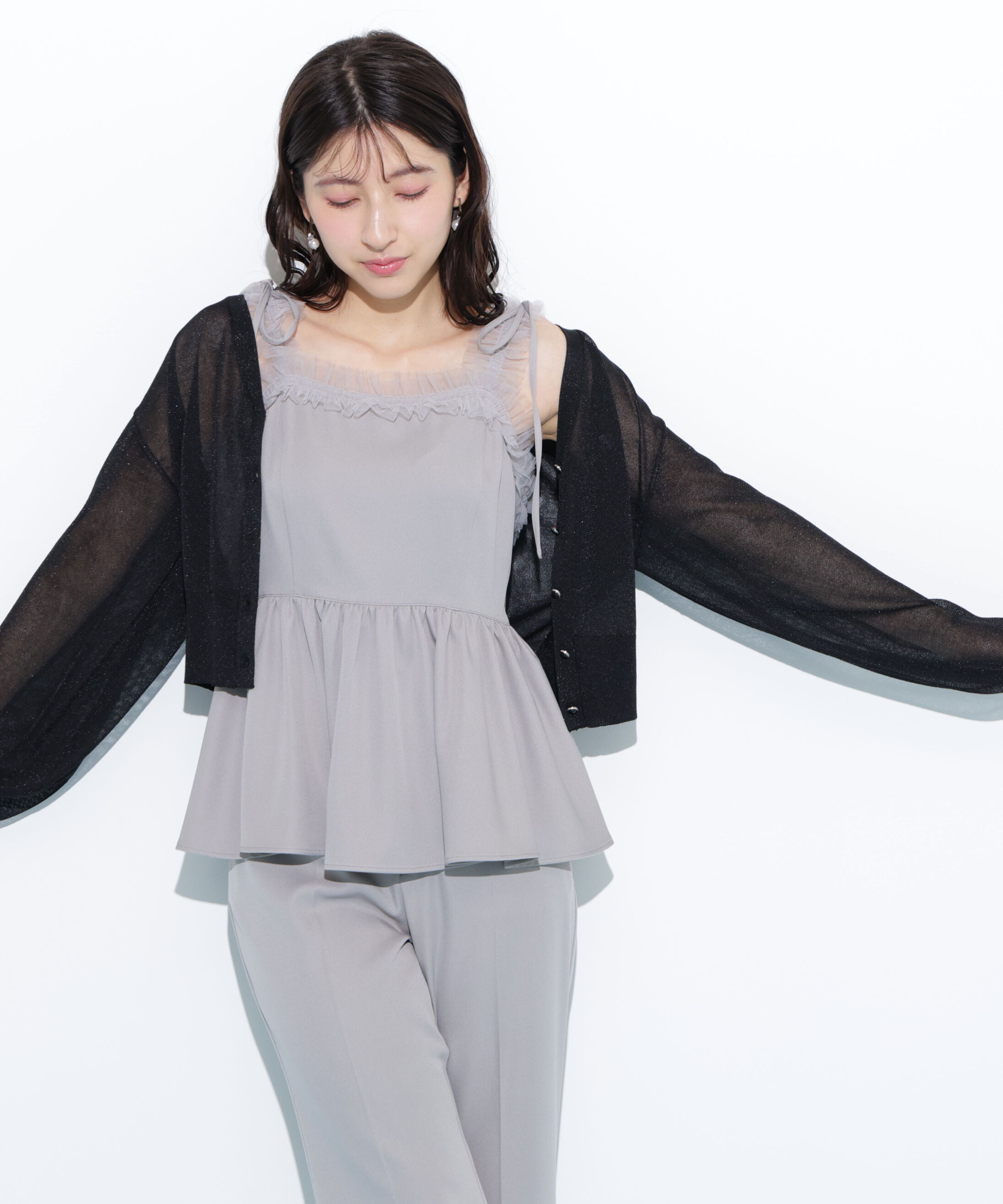  「シャイニーシアーカーディガン」|ニット・セーター|