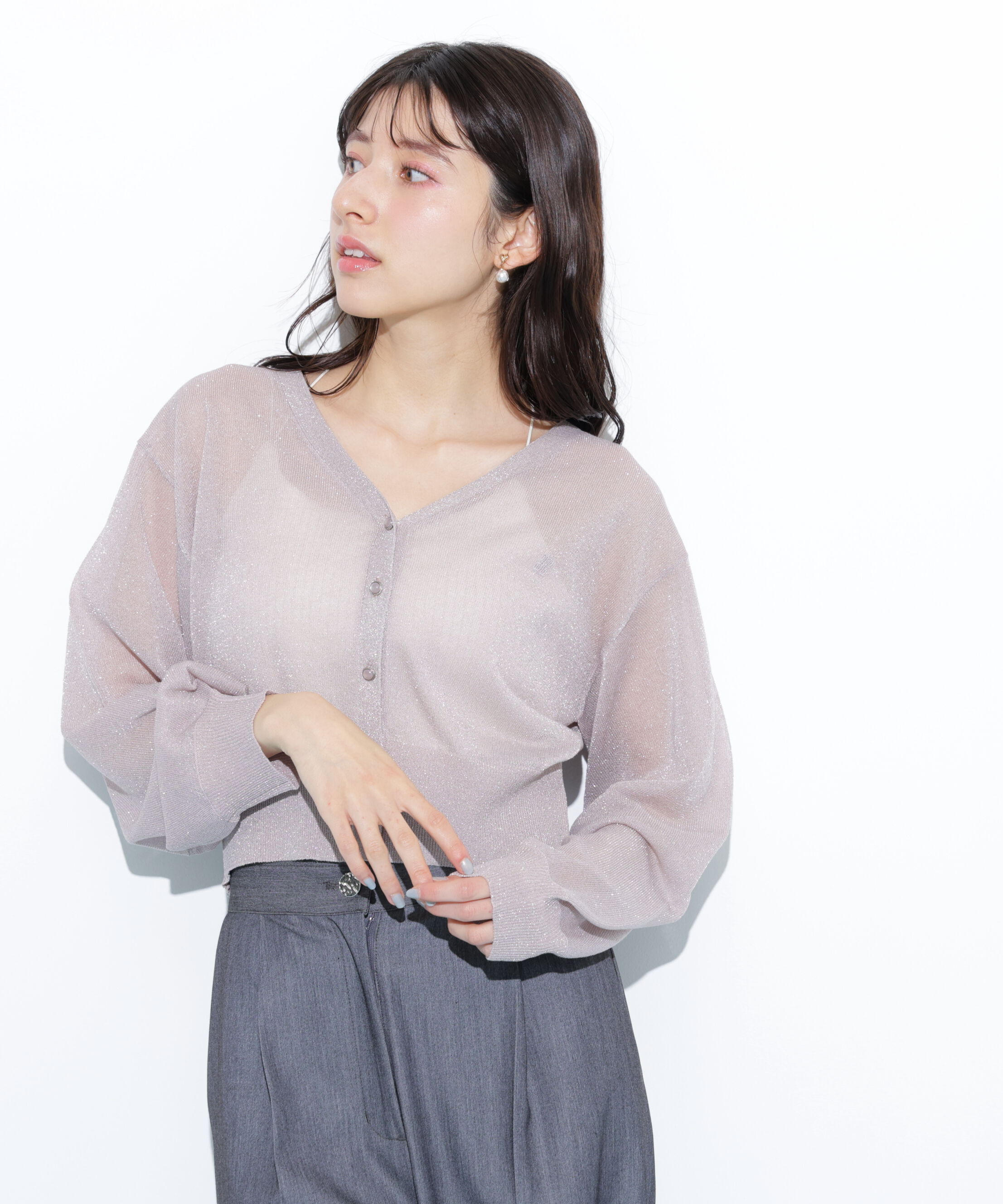  「シャイニーシアーカーディガン」|ニット・セーター|