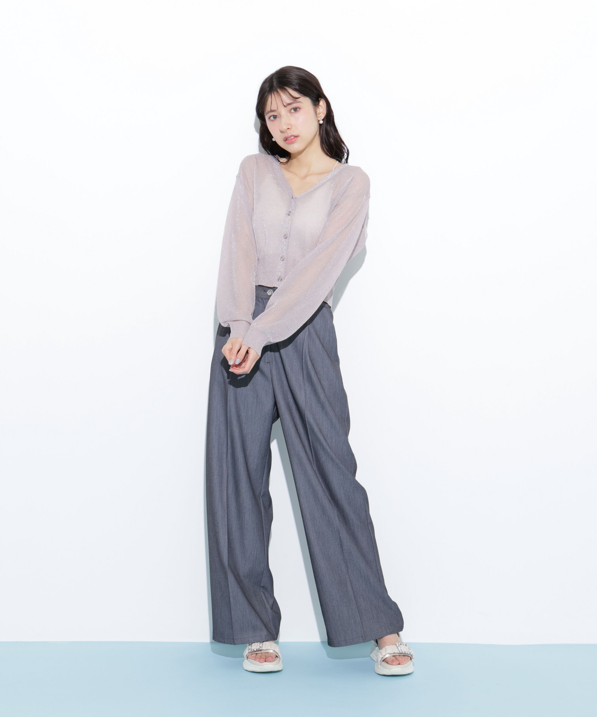  「シャイニーシアーカーディガン」|ニット・セーター|