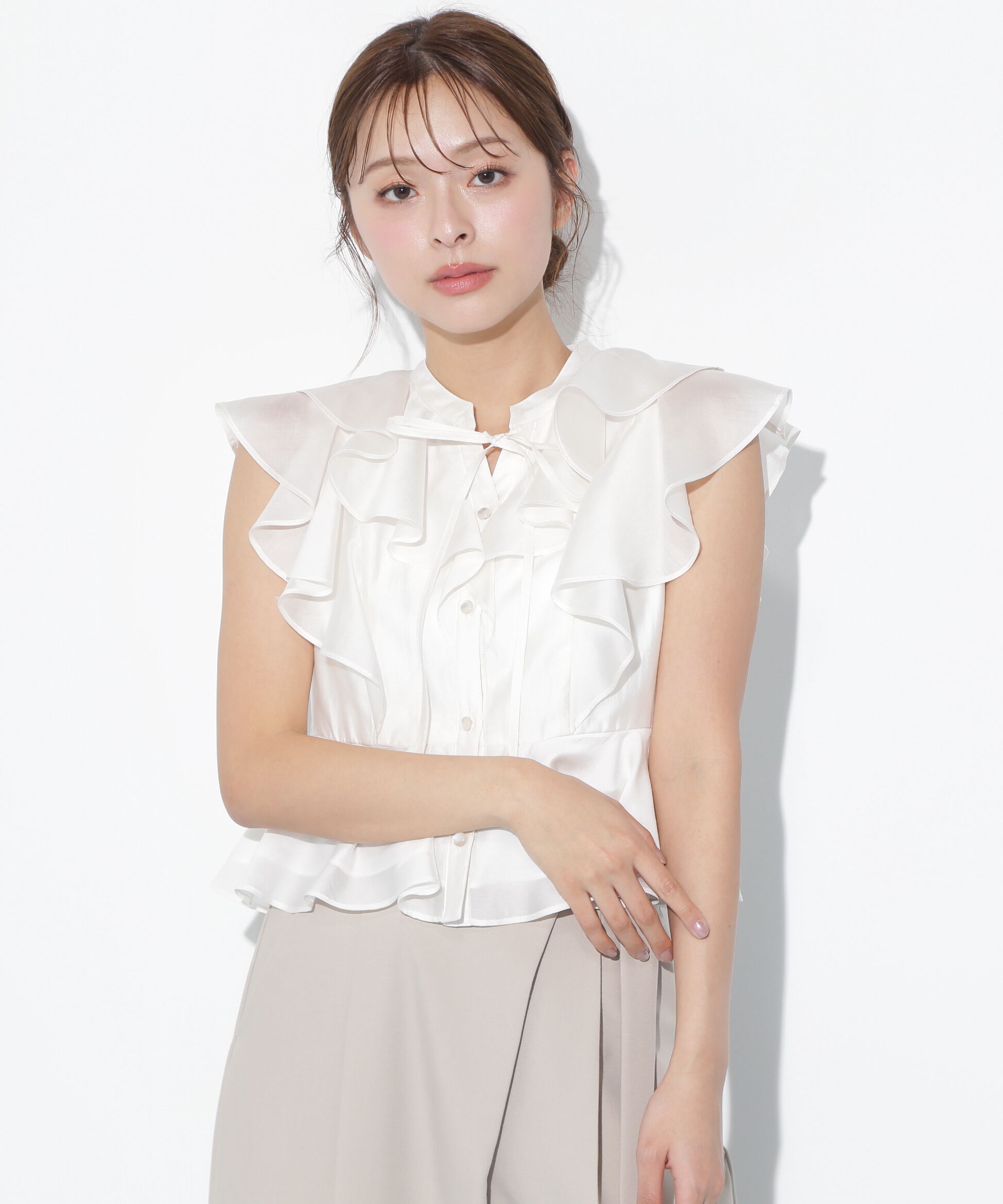  「ペプラムラッフルブラウス」|シャツ・ブラウス|