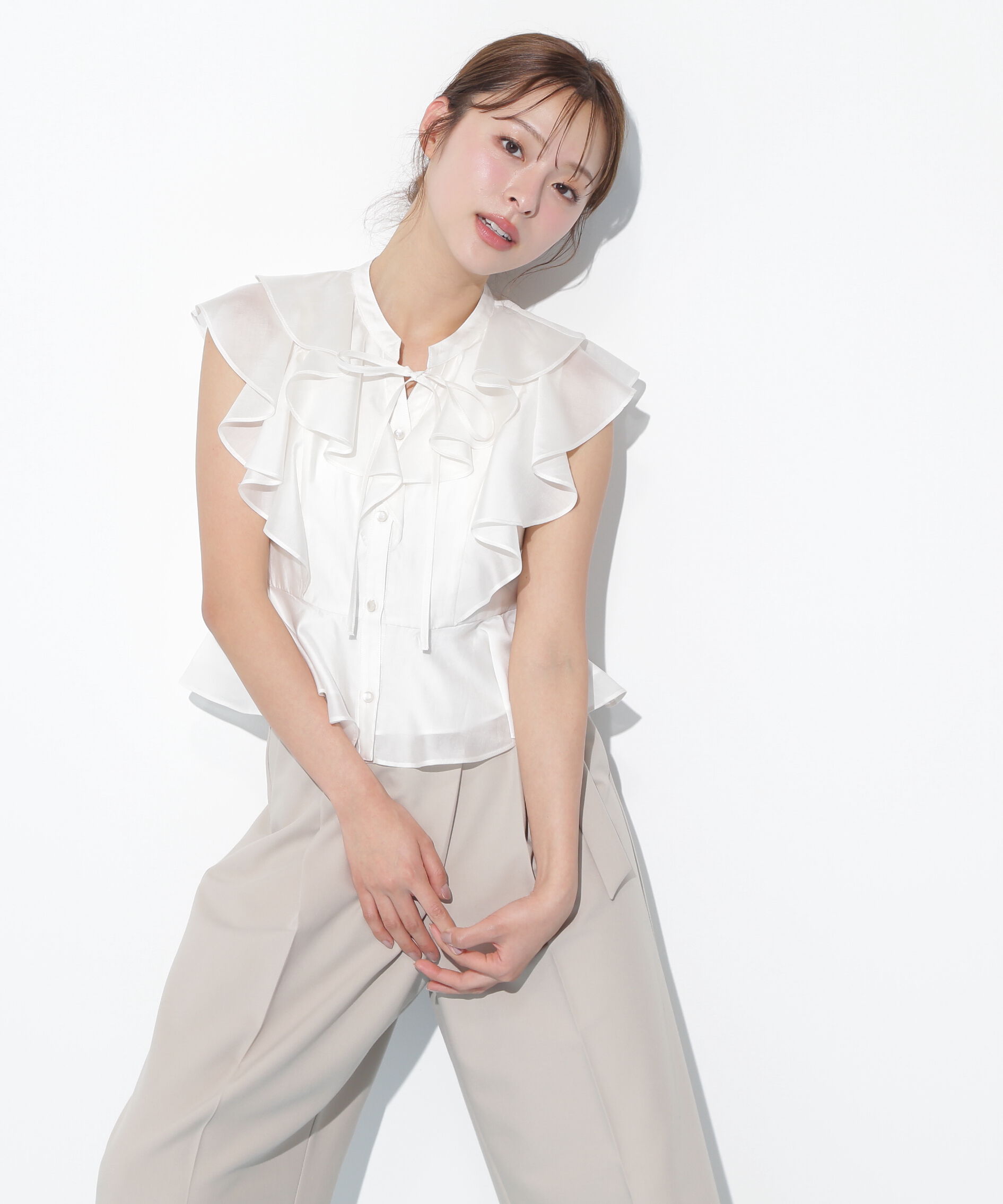  「ペプラムラッフルブラウス」|シャツ・ブラウス|