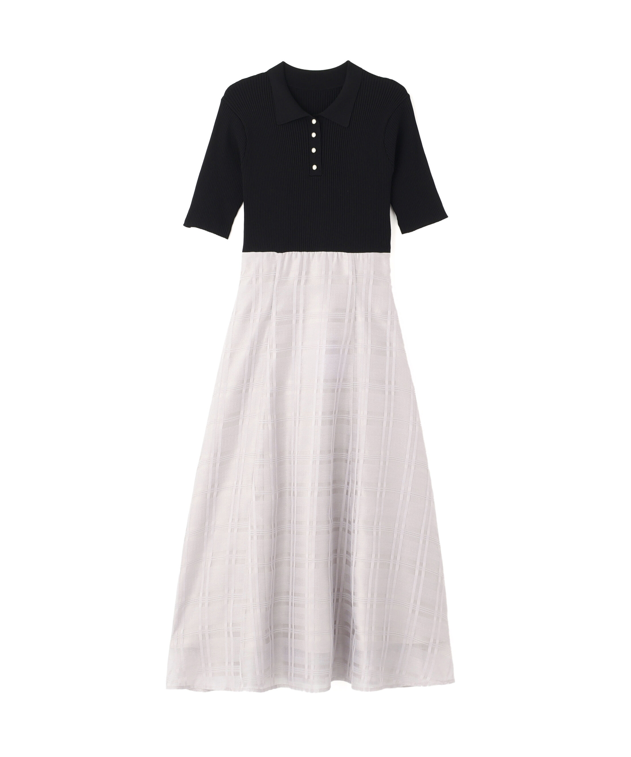  「ポロ衿ドッキングワンピース」|ワンピース|