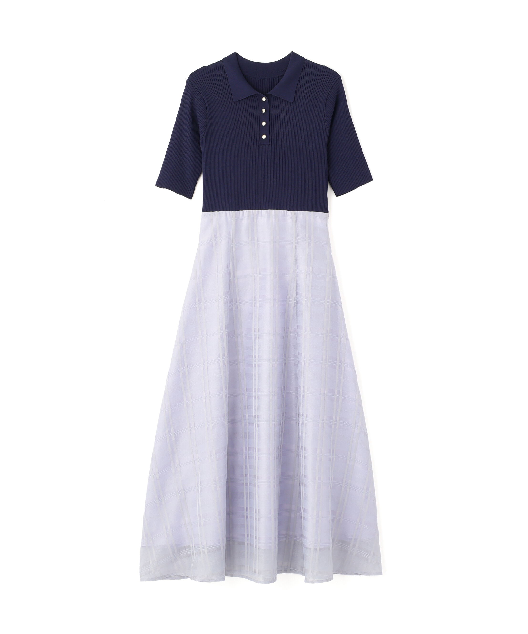  「ポロ衿ドッキングワンピース」|ワンピース|