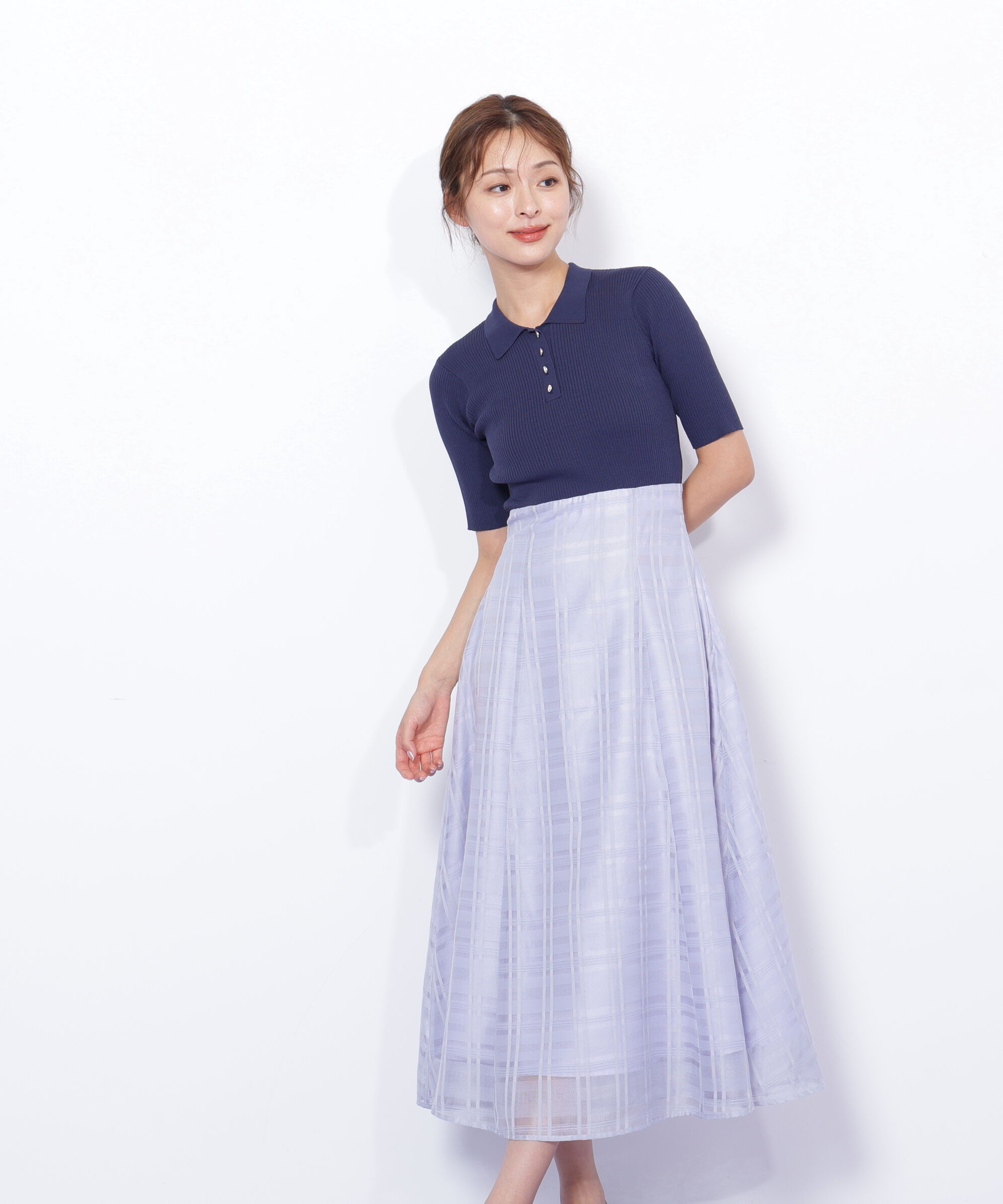  「ポロ衿ドッキングワンピース」|ワンピース|