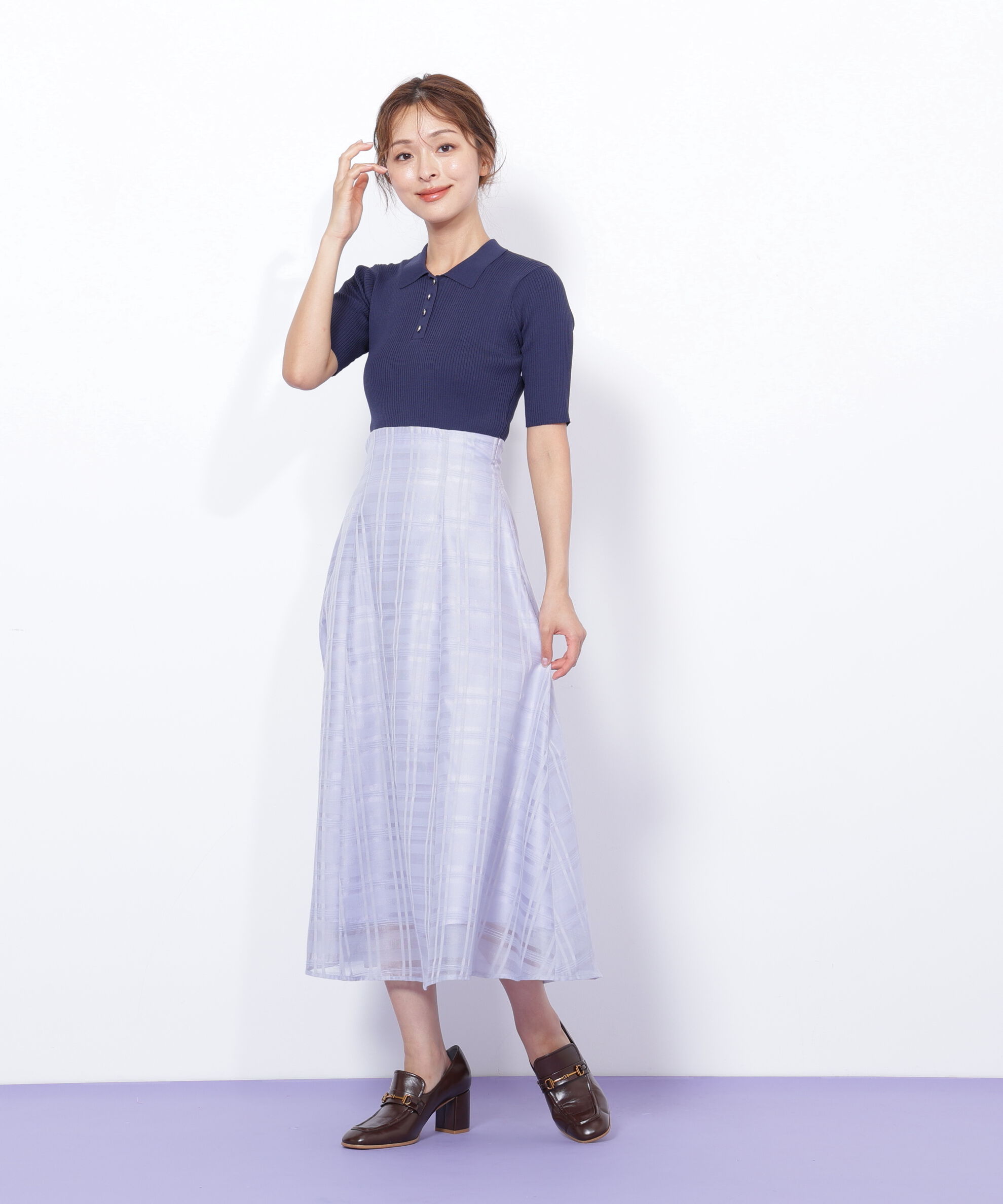  「ポロ衿ドッキングワンピース」|ワンピース|