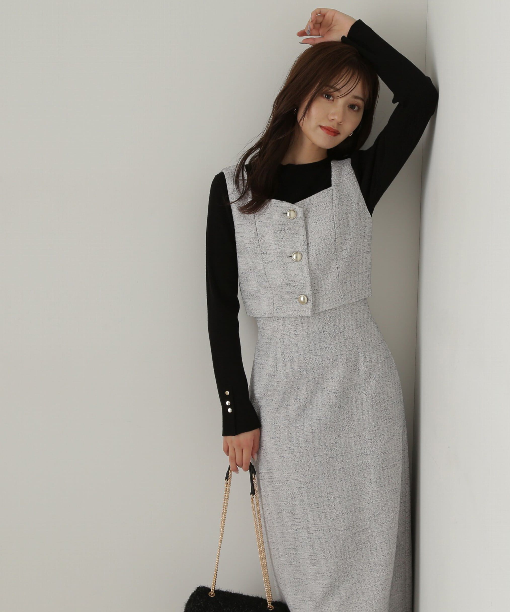 PROPORTION BODY DRESSING「釦付きボトルネックリブニット」|ニット・セーター|