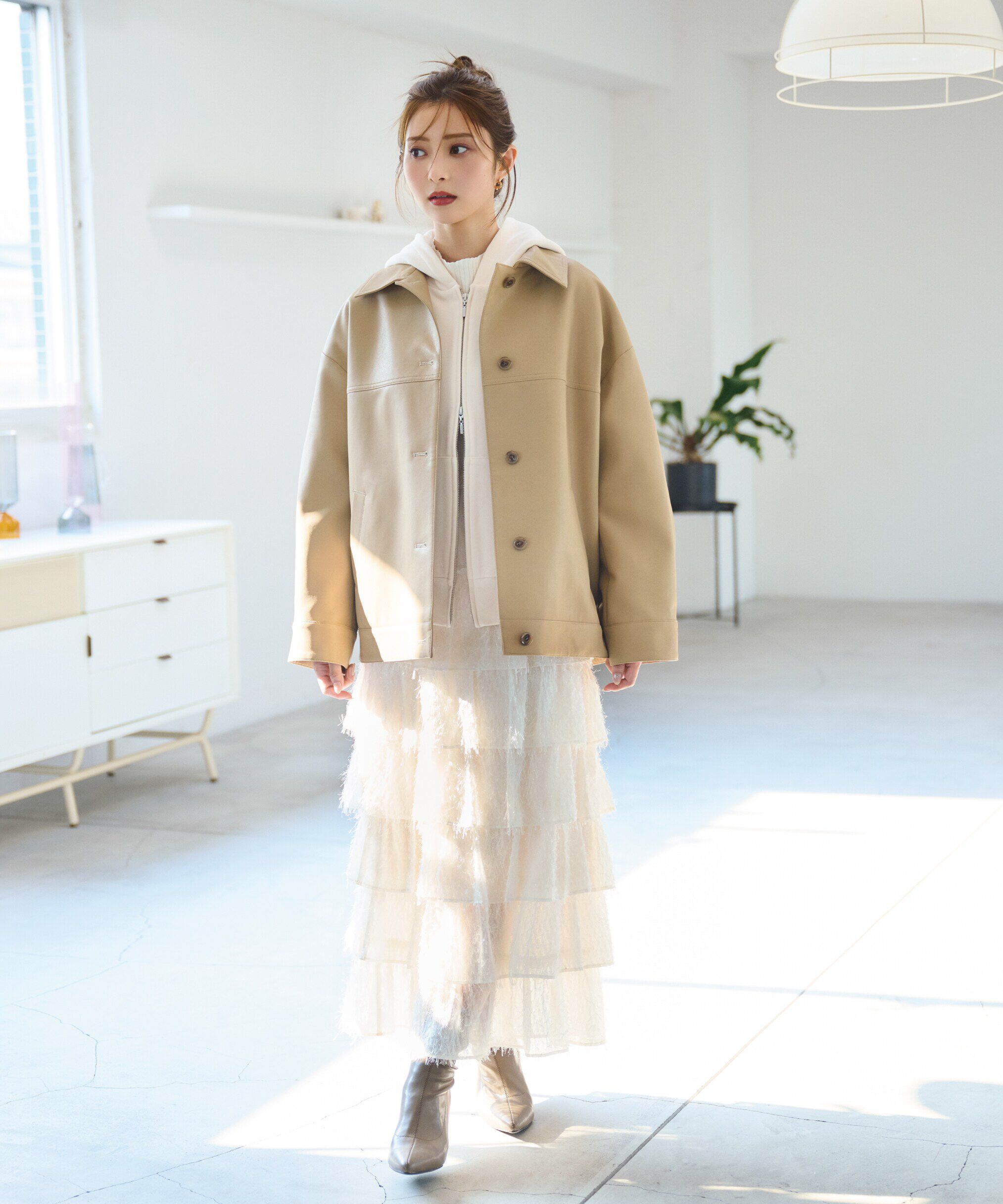 PROPORTION BODY DRESSING「ティアードフリルスカート　24AW」|スカート|ラメホワイト