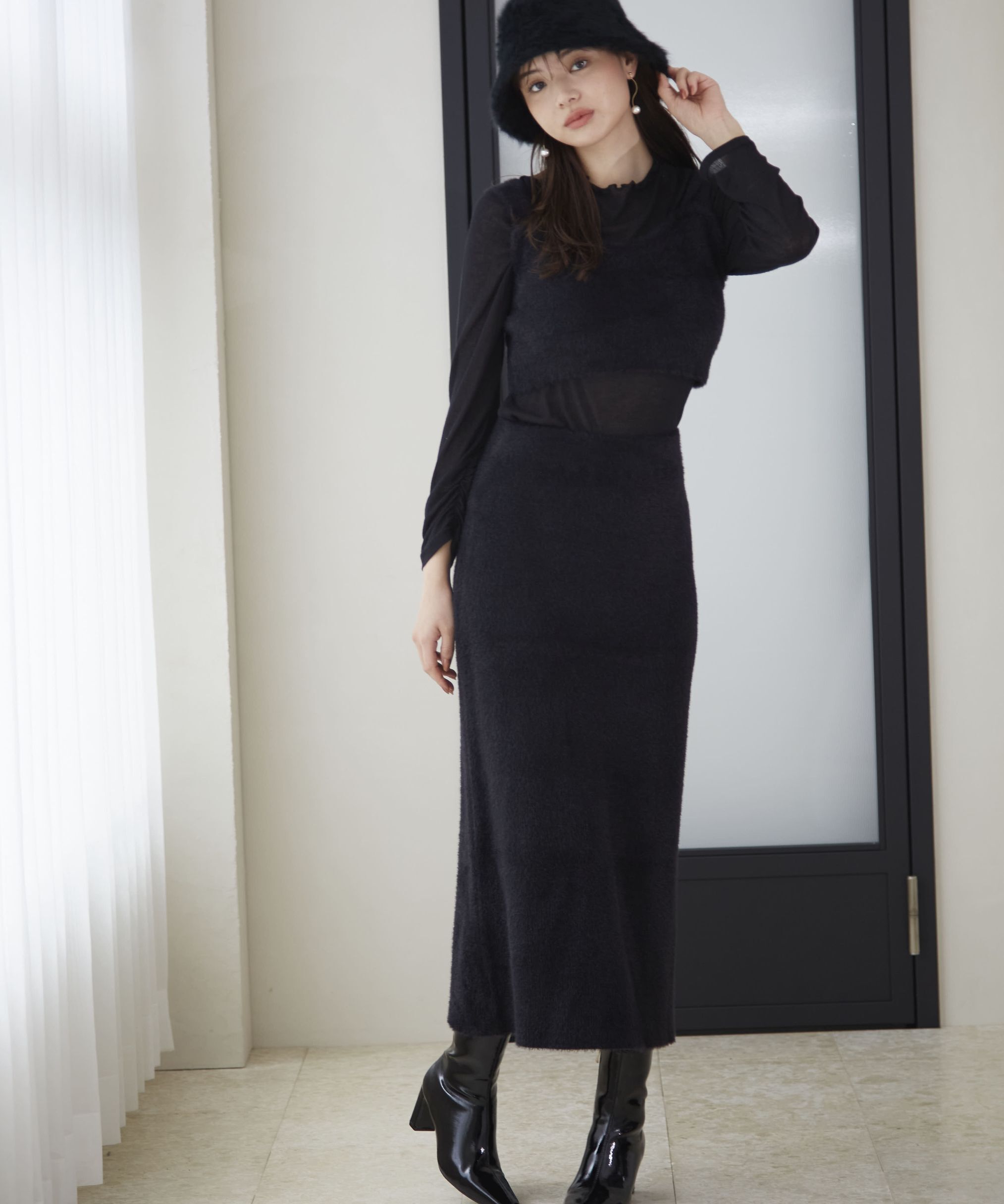 PROPORTION BODY DRESSING「シャギービスチェセットアップ　24AW」|ワンピース|ブラック