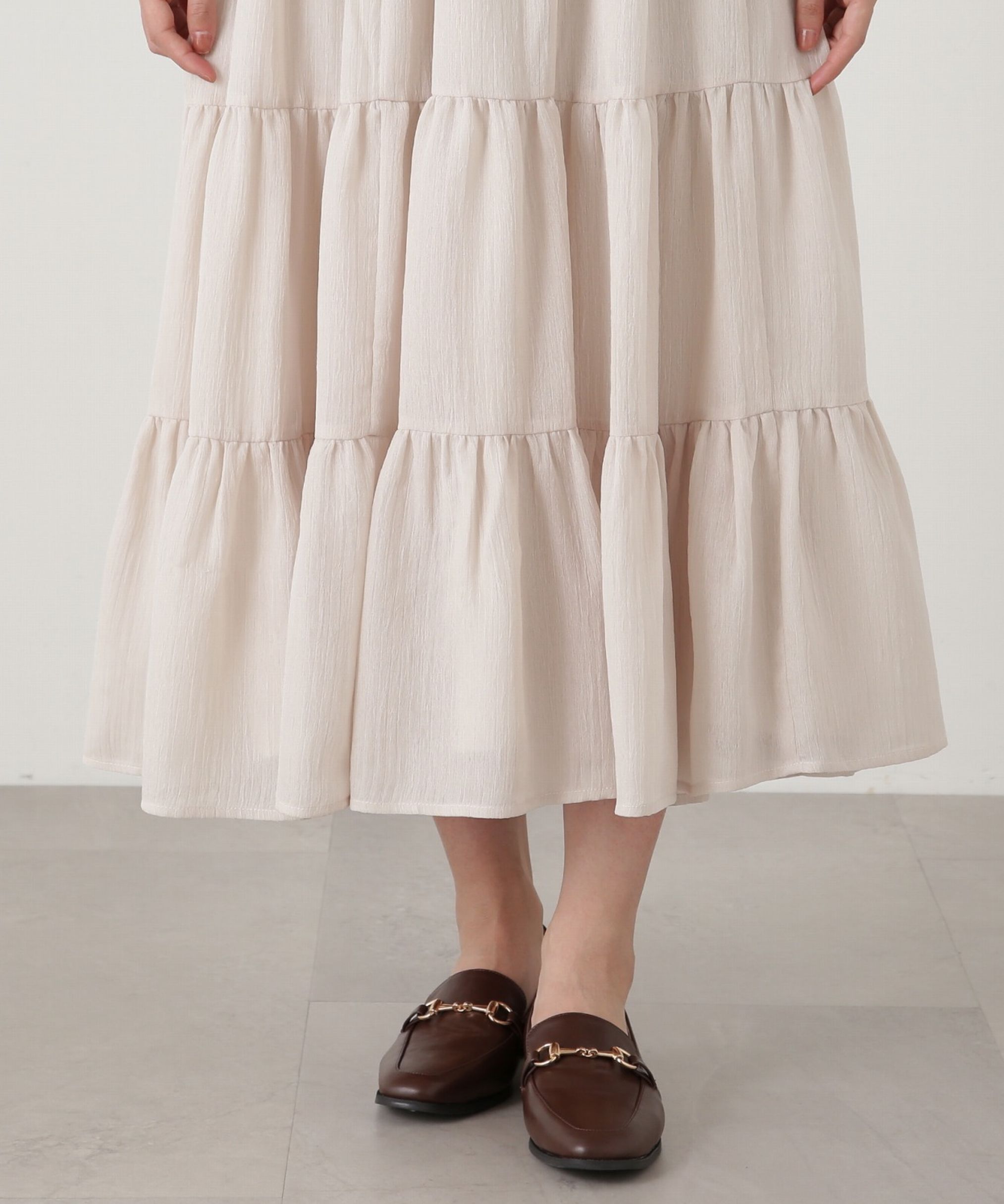 PROPORTION BODY DRESSING「シアー楊柳ティアードスカート」|スカート|