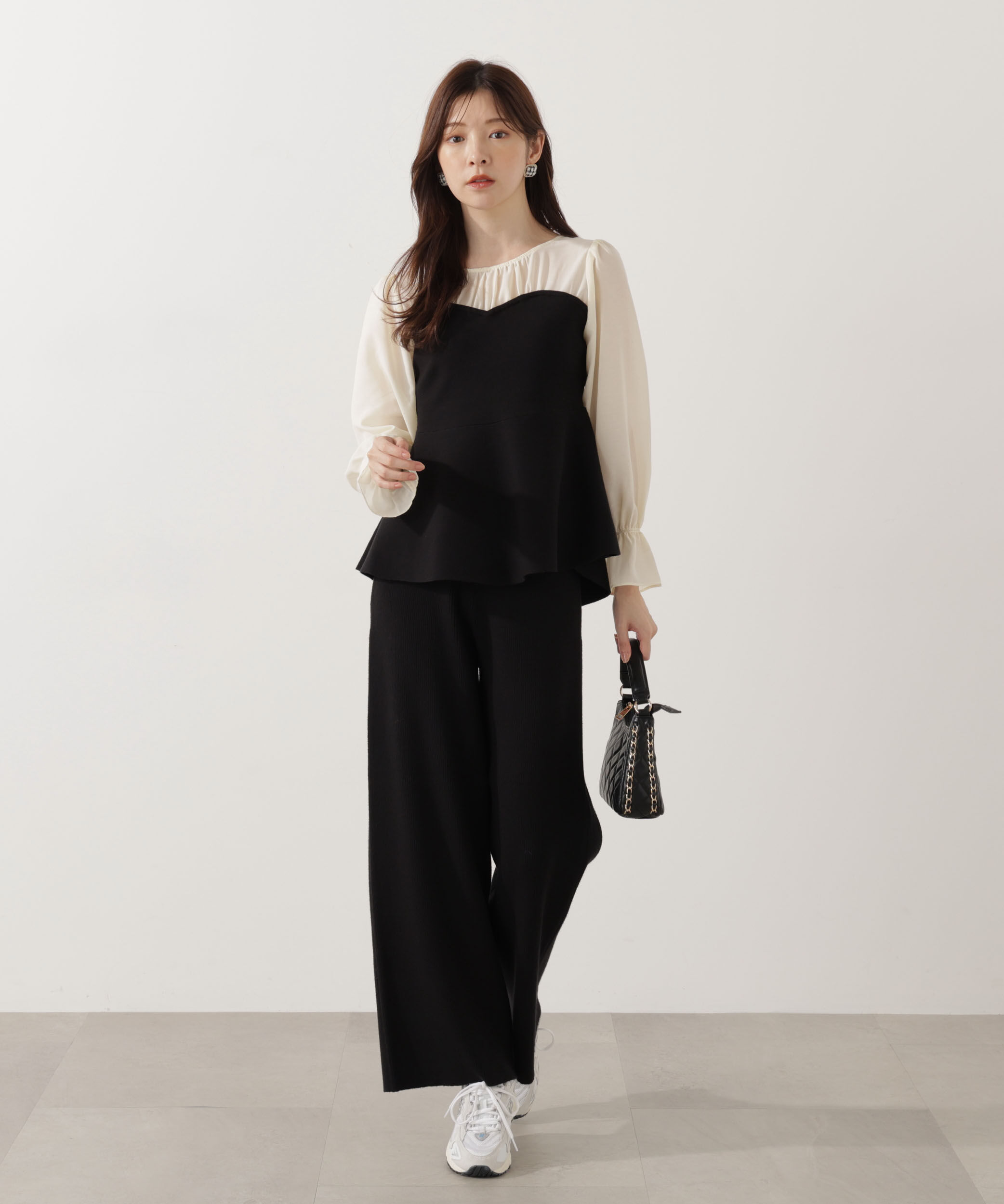 PROPORTION BODY DRESSING「＜ウォッシャブル＞シアードッキングペプラムニットSETUP」|ワンピース|