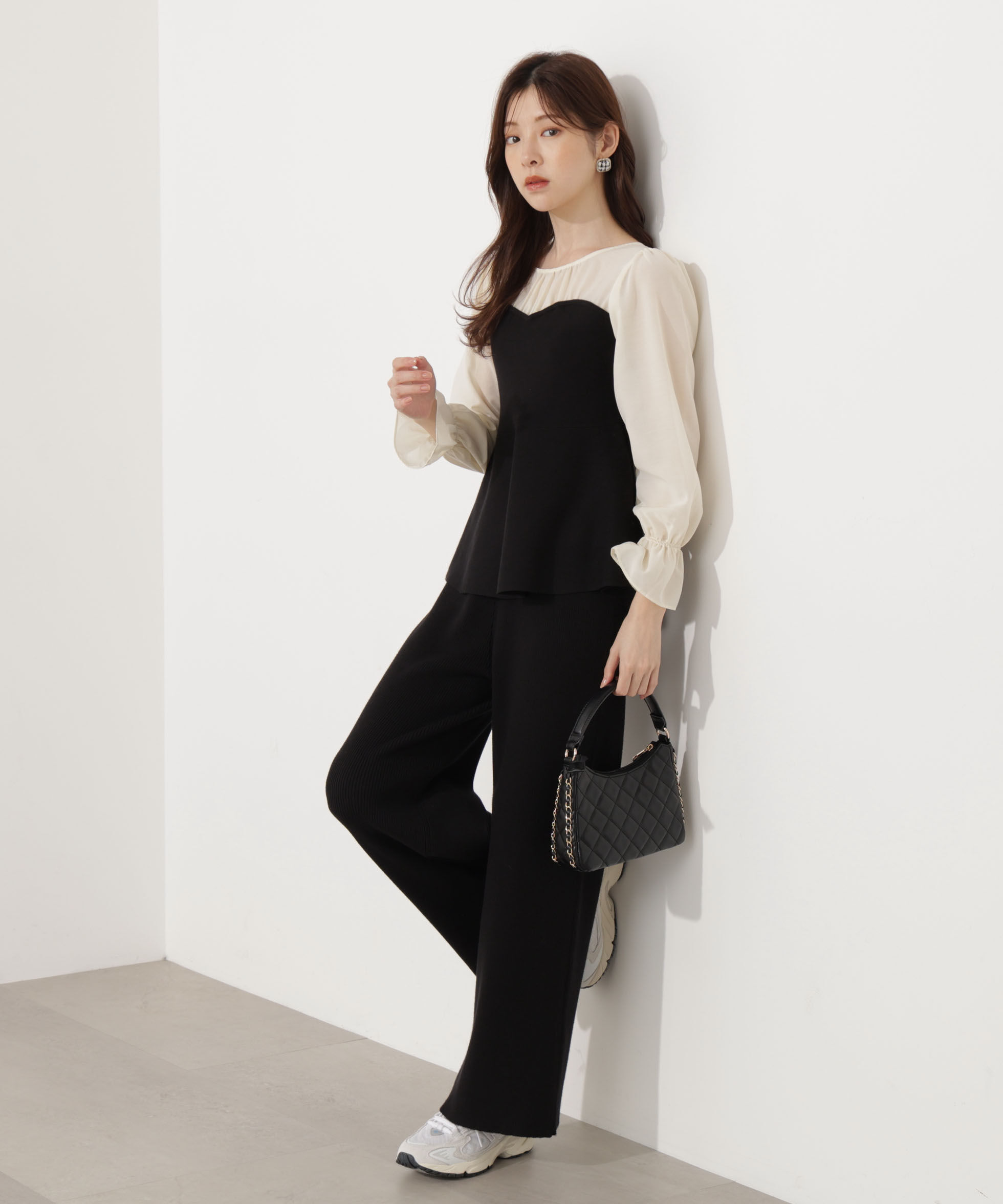 PROPORTION BODY DRESSING「＜ウォッシャブル＞シアードッキングペプラムニットSETUP」|ワンピース|