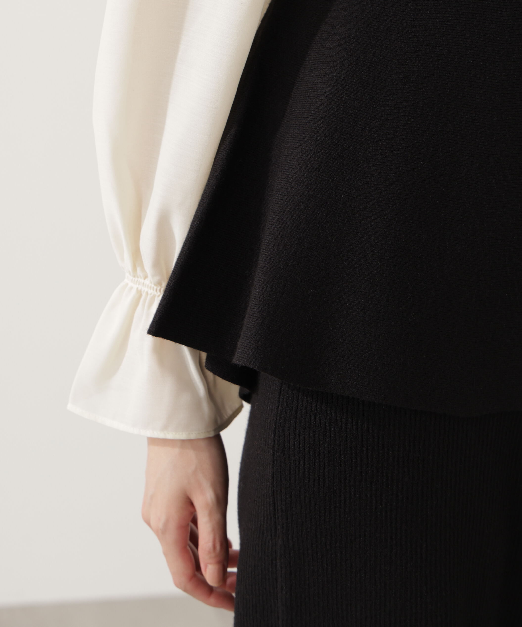 PROPORTION BODY DRESSING「＜ウォッシャブル＞シアードッキングペプラムニットSETUP」|ワンピース|