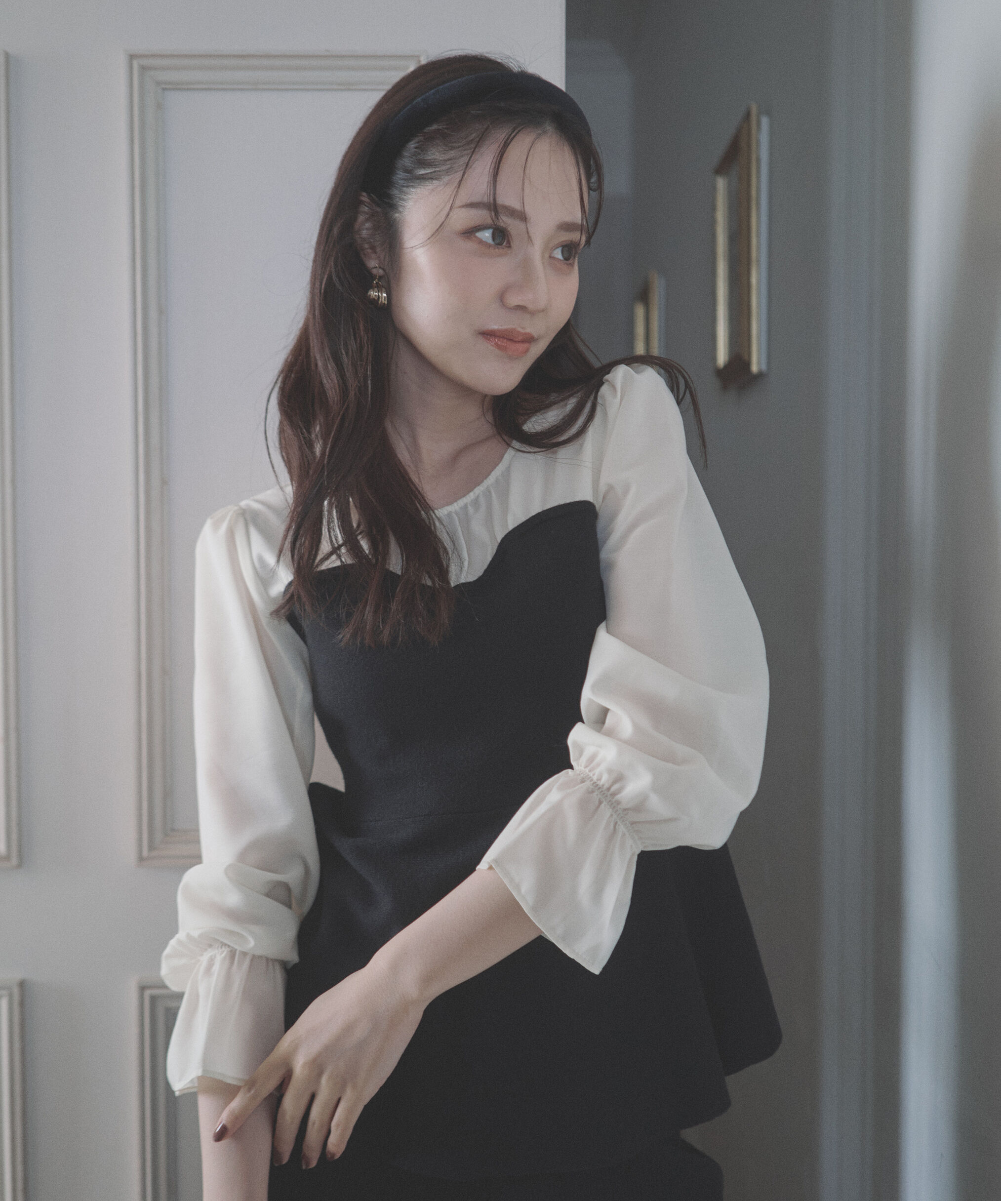 PROPORTION BODY DRESSING「＜ウォッシャブル＞シアードッキングペプラムニットSETUP」|ワンピース|