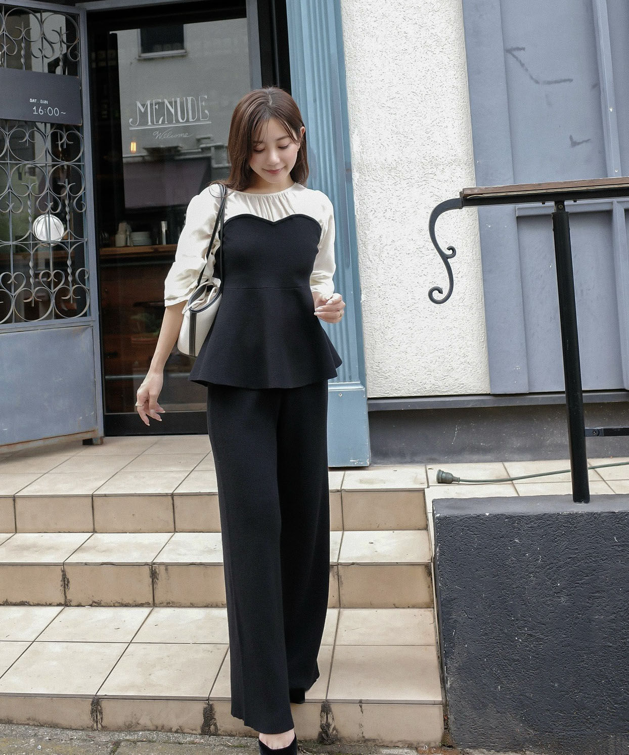 PROPORTION BODY DRESSING「＜ウォッシャブル＞シアードッキングペプラムニットSETUP」|ワンピース|