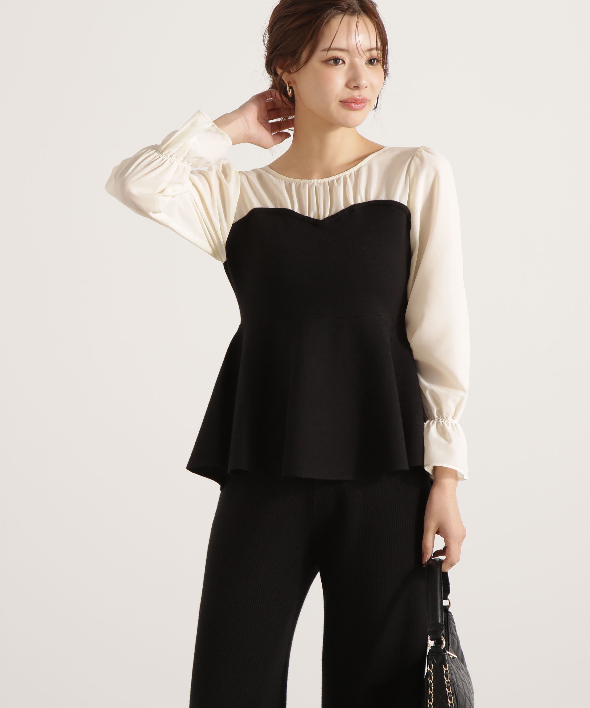 PROPORTION BODY DRESSING「＜ウォッシャブル＞シアードッキングペプラムニットSETUP」|ワンピース|