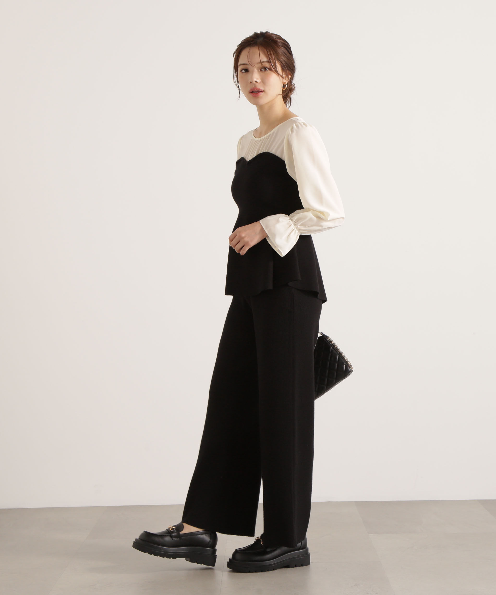 PROPORTION BODY DRESSING「＜ウォッシャブル＞シアードッキングペプラムニットSETUP」|ワンピース|