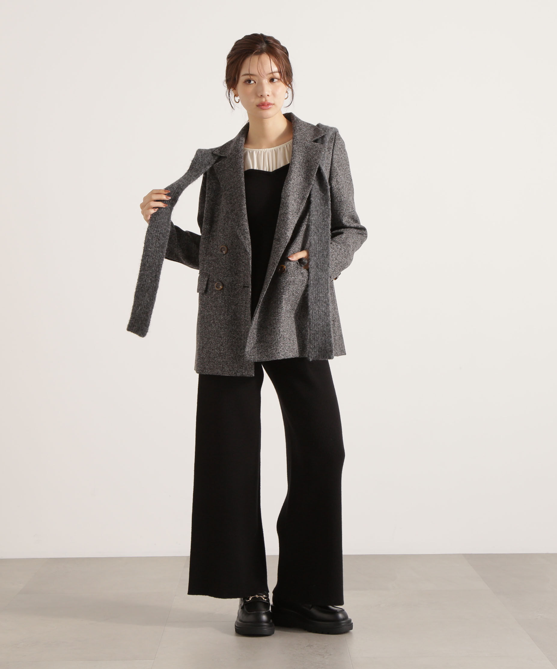 PROPORTION BODY DRESSING「＜ウォッシャブル＞シアードッキングペプラムニットSETUP」|ワンピース|