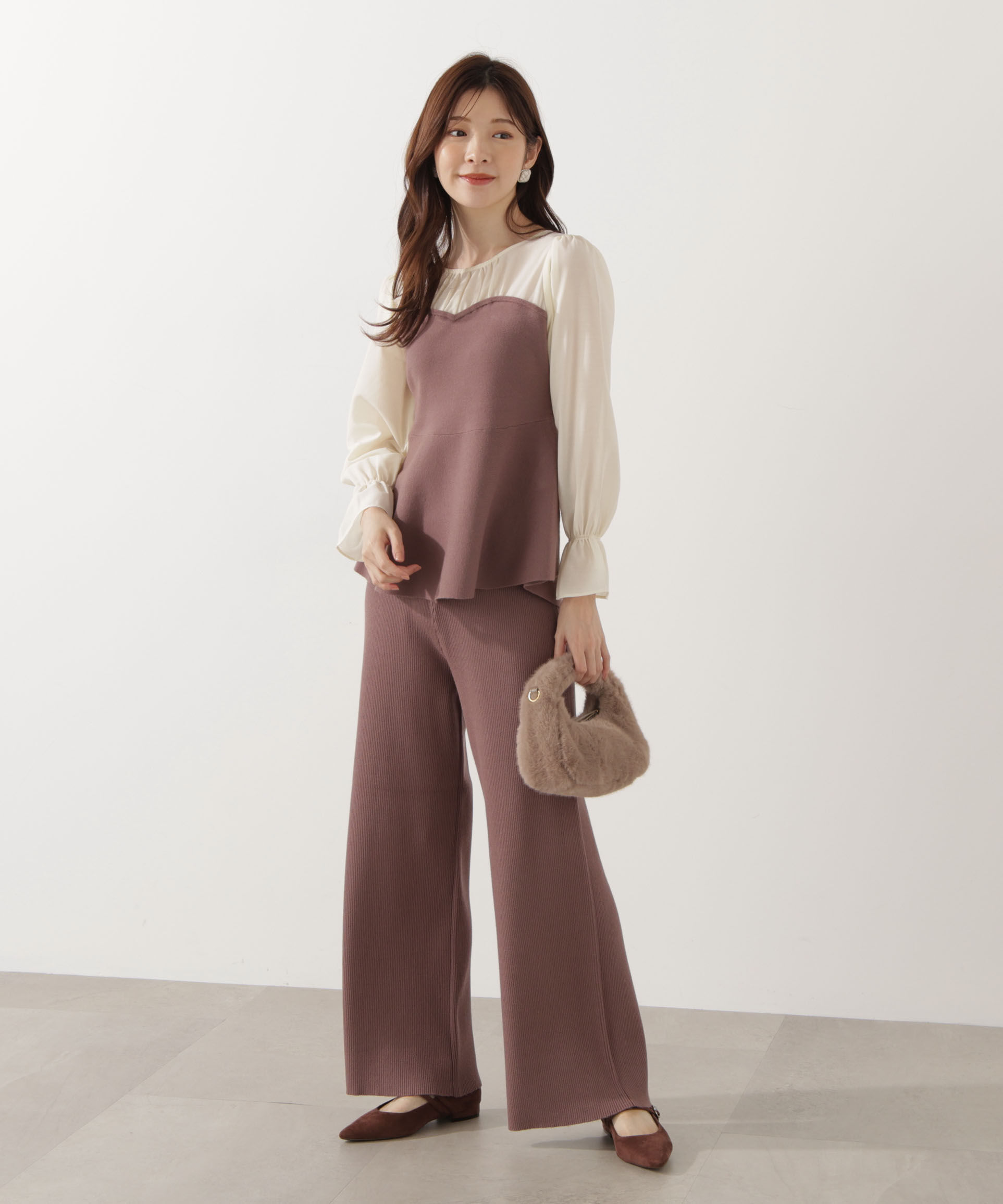 PROPORTION BODY DRESSING「＜ウォッシャブル＞シアードッキングペプラムニットSETUP」|ワンピース|