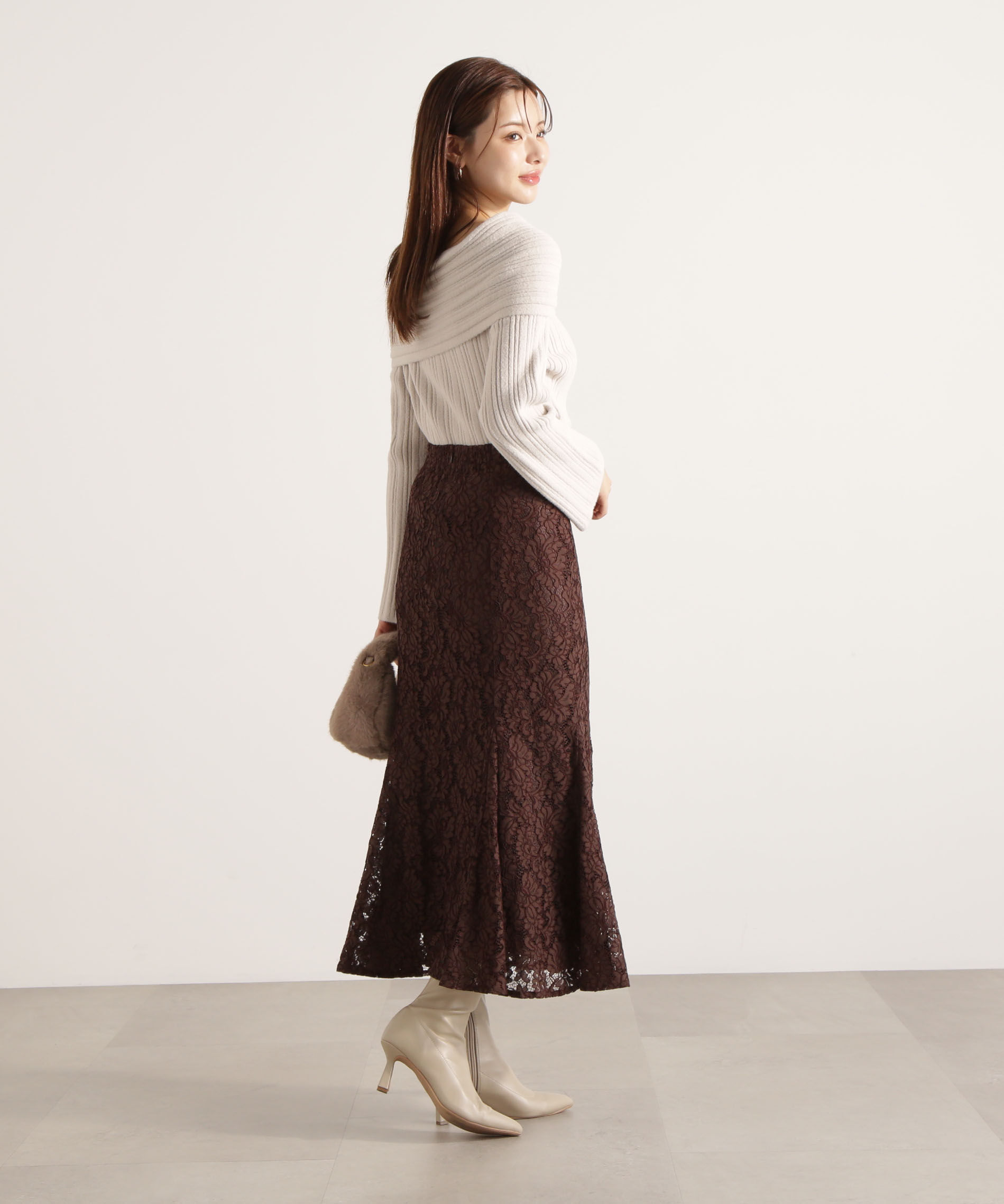 PROPORTION BODY DRESSING「ランダムリブオフショルニット 25AW」|ニット・セーター|