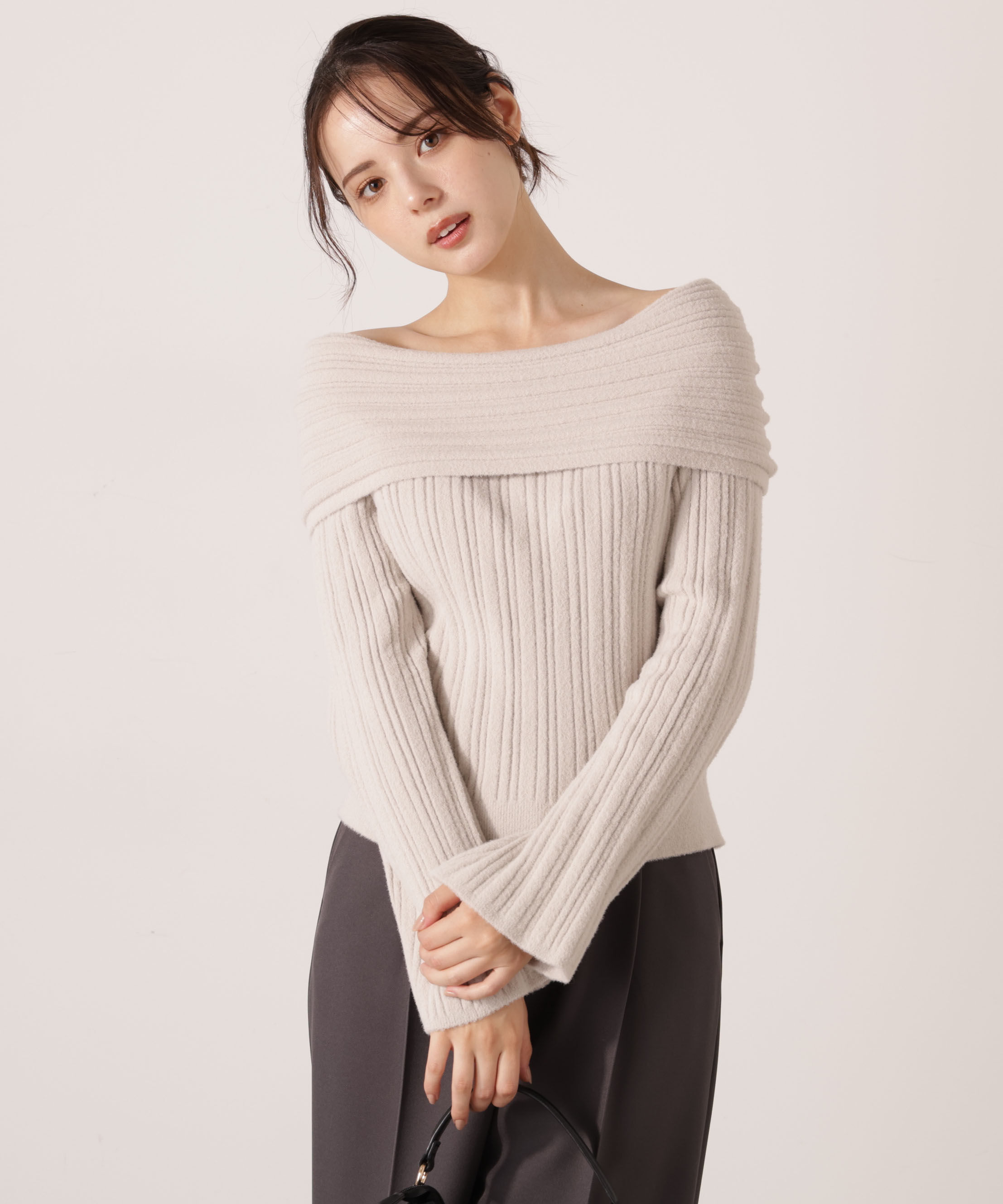 PROPORTION BODY DRESSING「ランダムリブオフショルニット 25AW」|ニット・セーター|