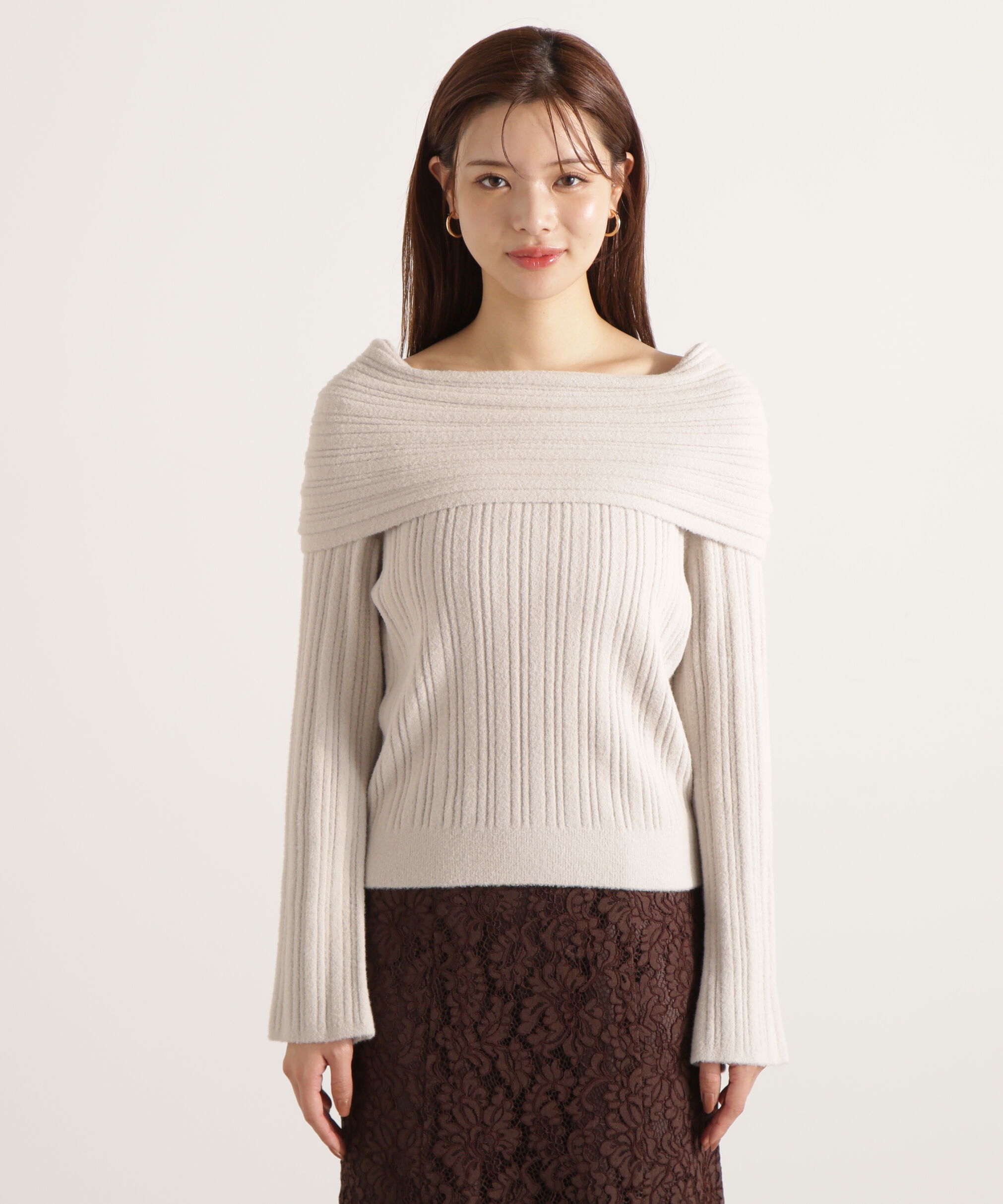 PROPORTION BODY DRESSING「ランダムリブオフショルニット 25AW」|ニット・セーター|