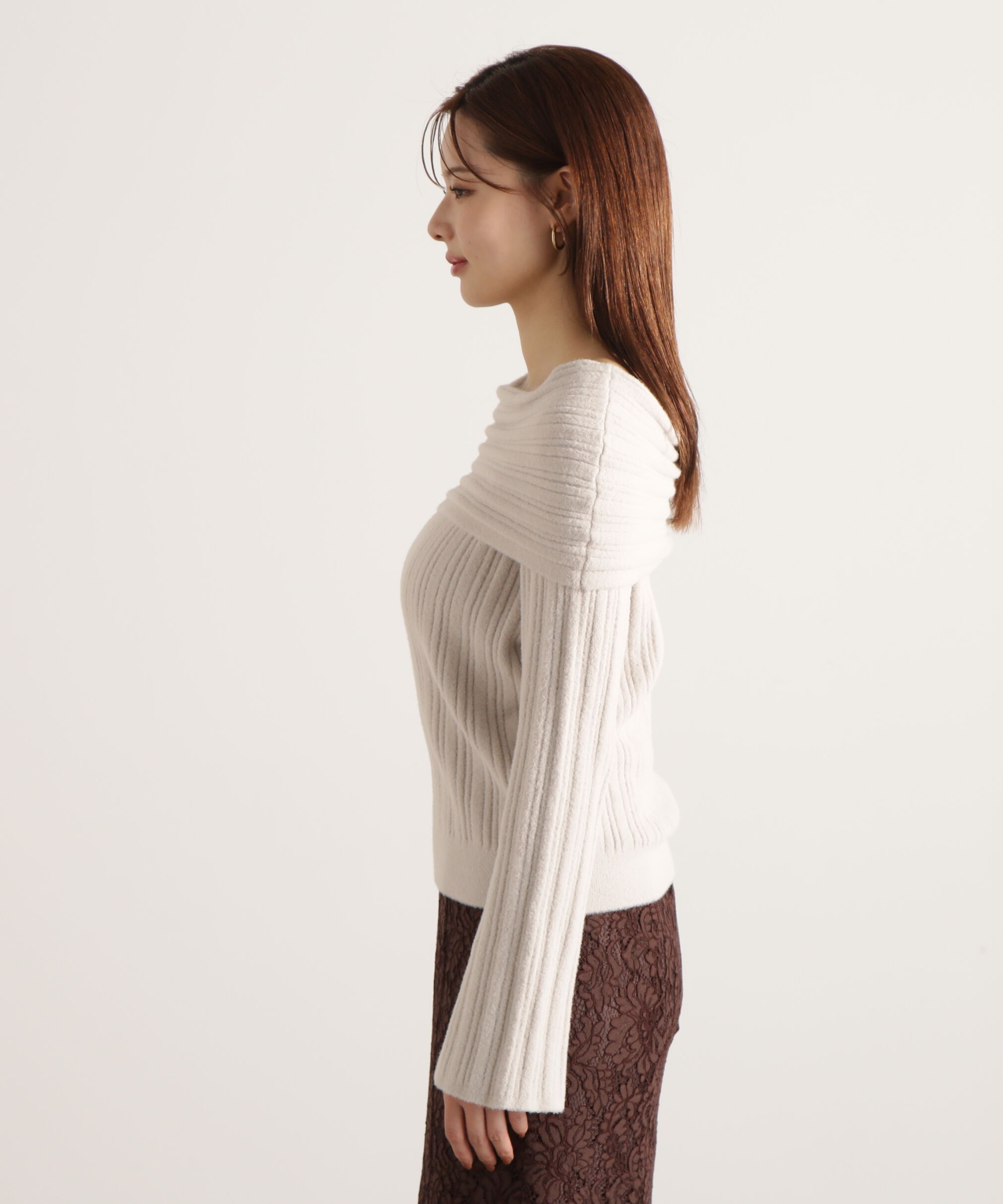 PROPORTION BODY DRESSING「ランダムリブオフショルニット 25AW」|ニット・セーター|