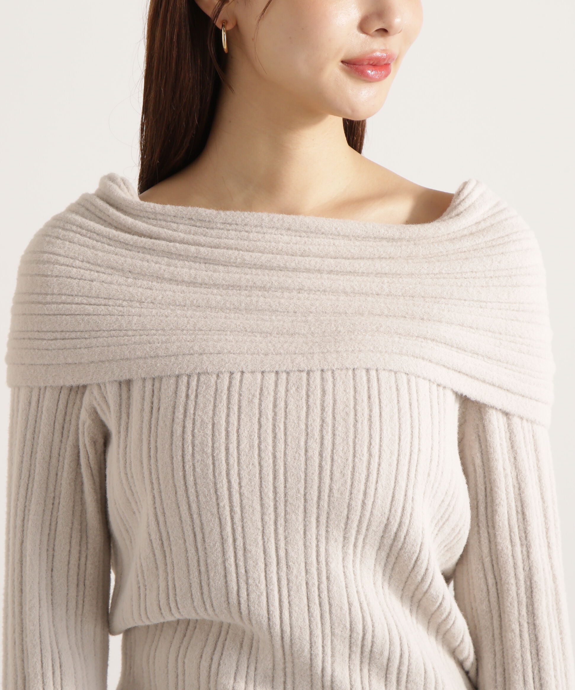 PROPORTION BODY DRESSING「ランダムリブオフショルニット 25AW」|ニット・セーター|