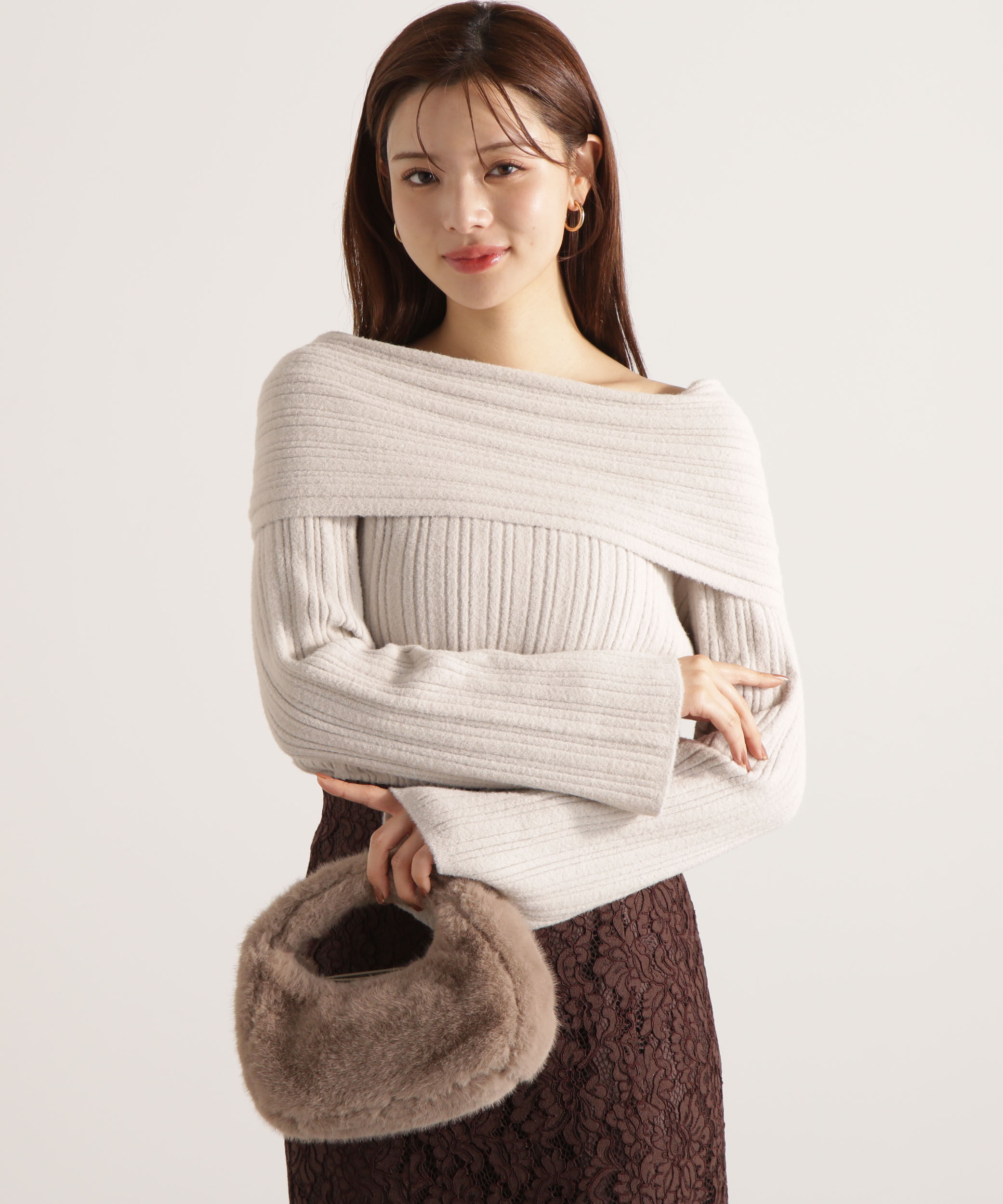 PROPORTION BODY DRESSING「ランダムリブオフショルニット 25AW」|ニット・セーター|