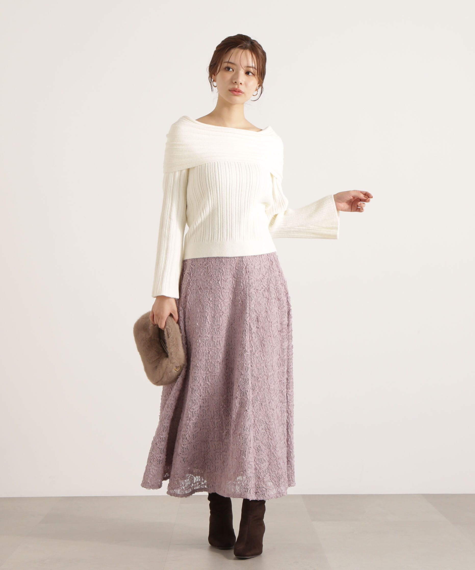 PROPORTION BODY DRESSING「ランダムリブオフショルニット 25AW」|ニット・セーター|