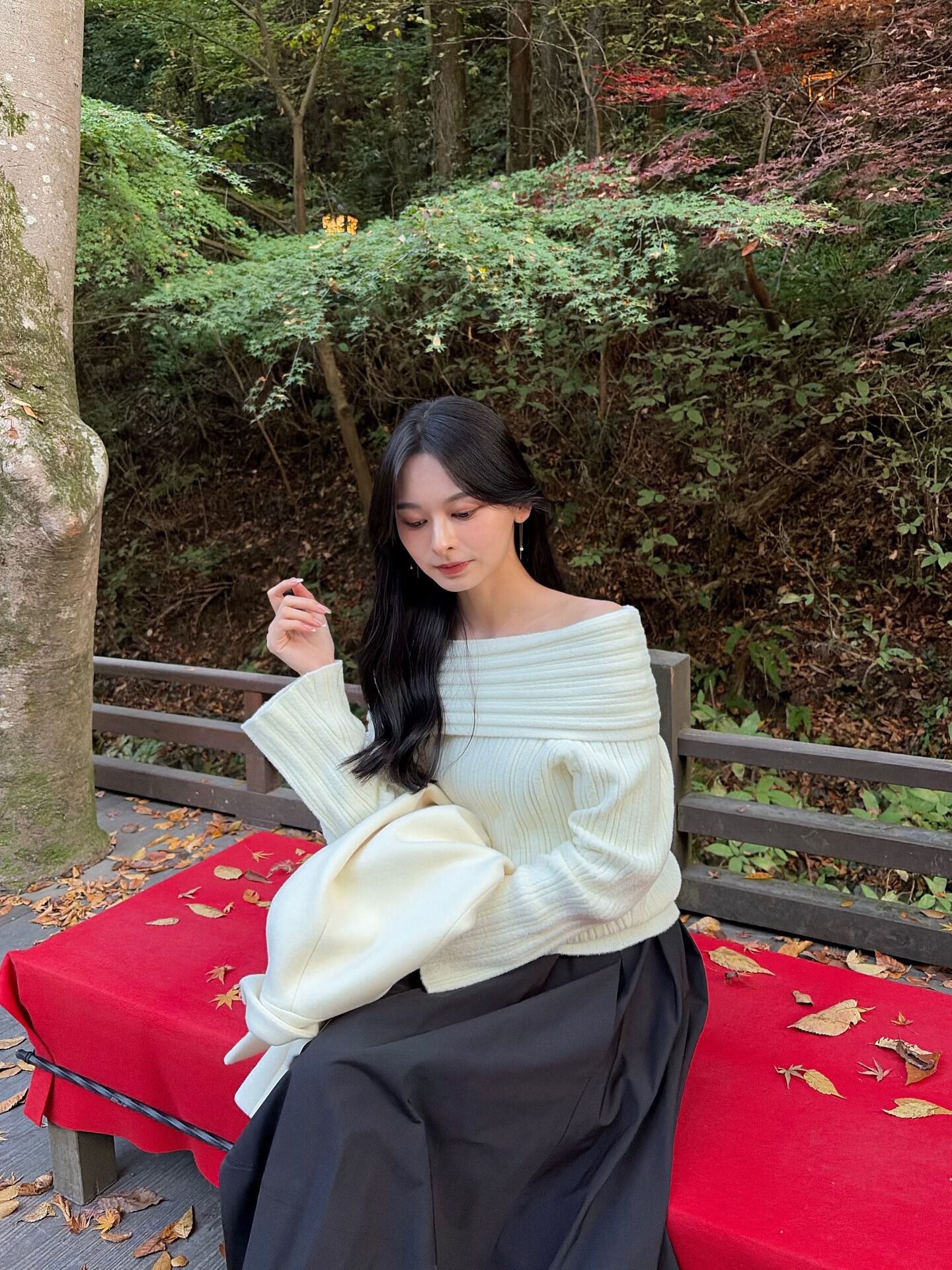 PROPORTION BODY DRESSING「ランダムリブオフショルニット 25AW」|ニット・セーター|