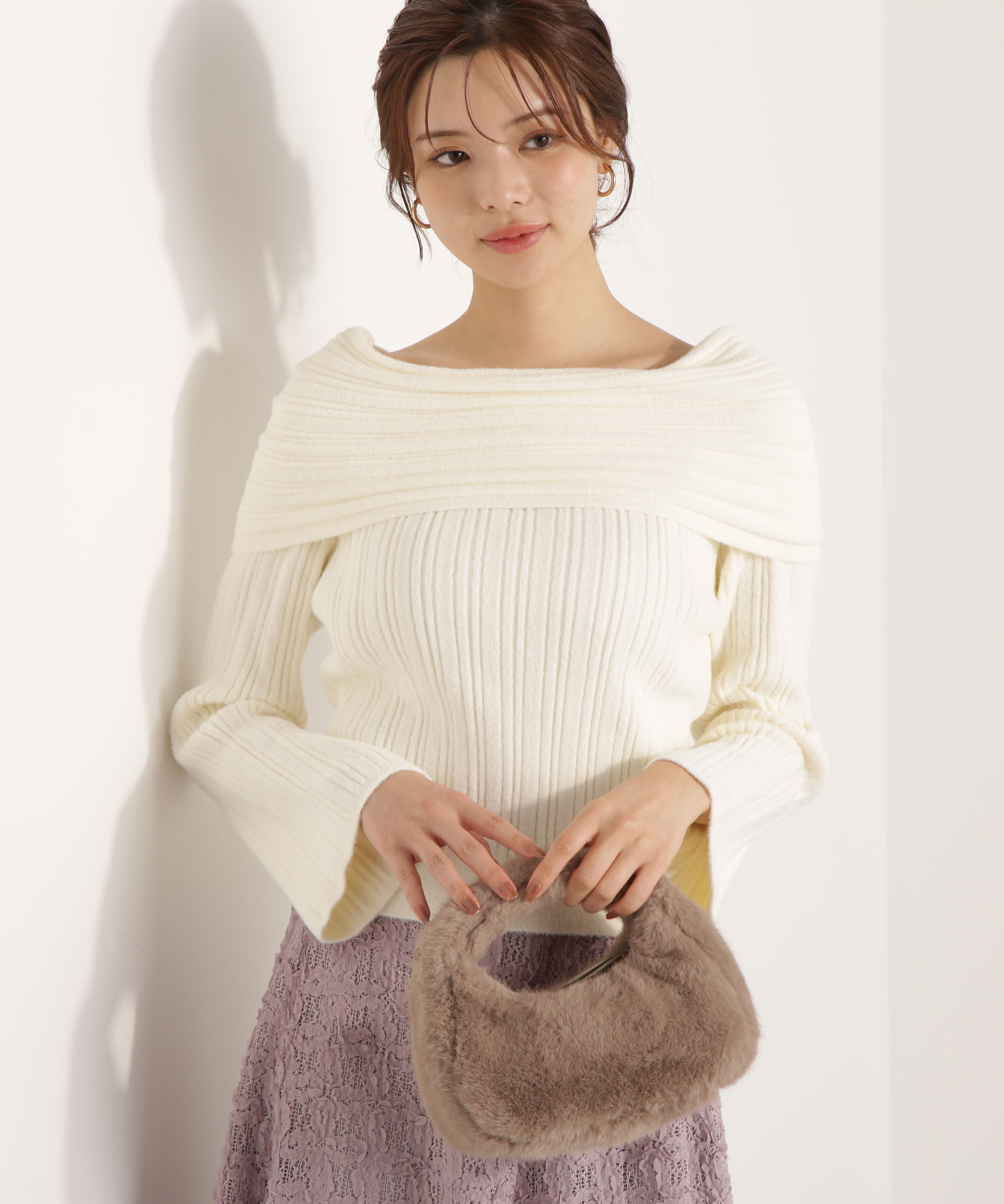 PROPORTION BODY DRESSING「ランダムリブオフショルニット 25AW」|ニット・セーター|