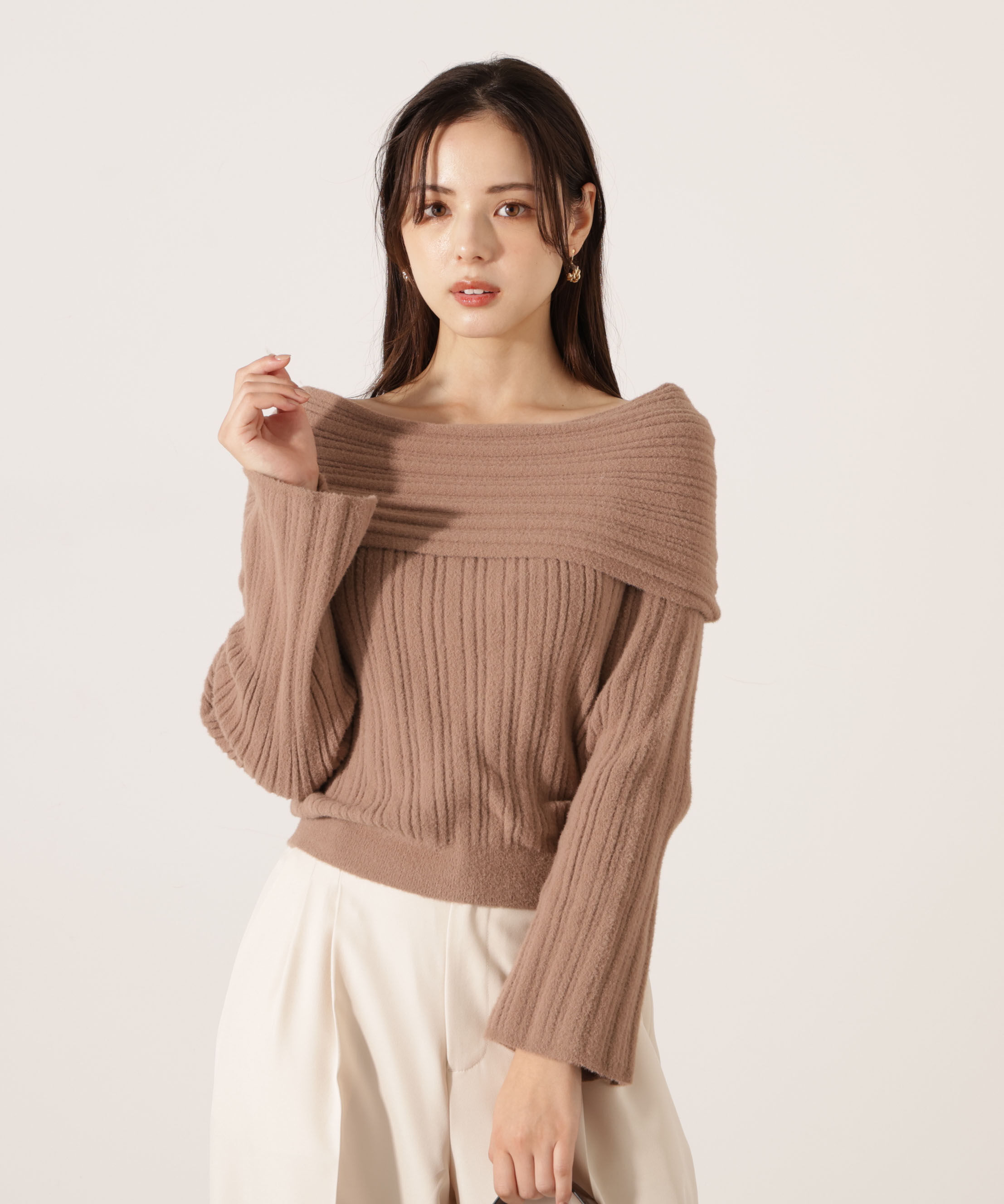 PROPORTION BODY DRESSING「ランダムリブオフショルニット 25AW」|ニット・セーター|