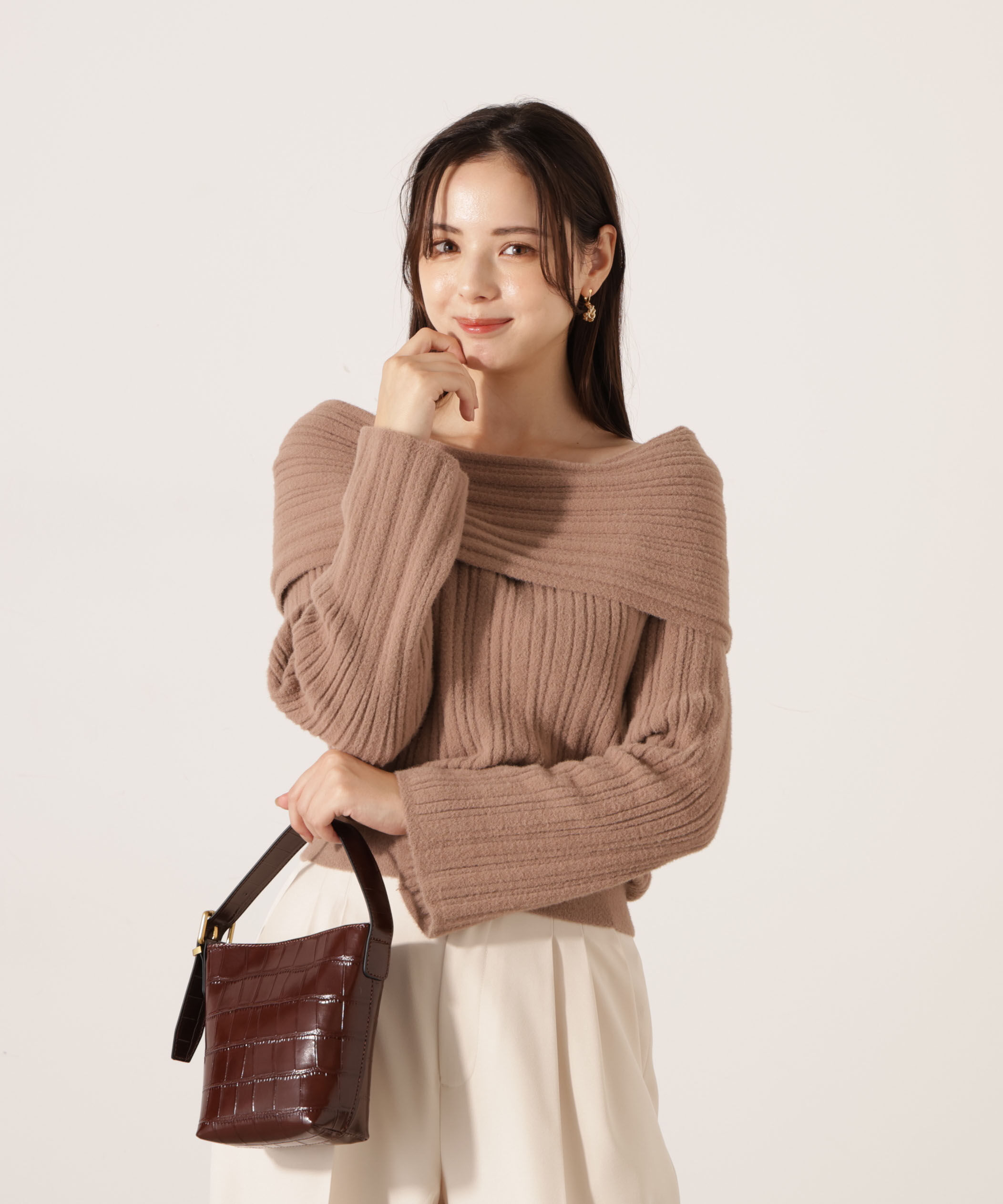 PROPORTION BODY DRESSING「ランダムリブオフショルニット 25AW」|ニット・セーター|