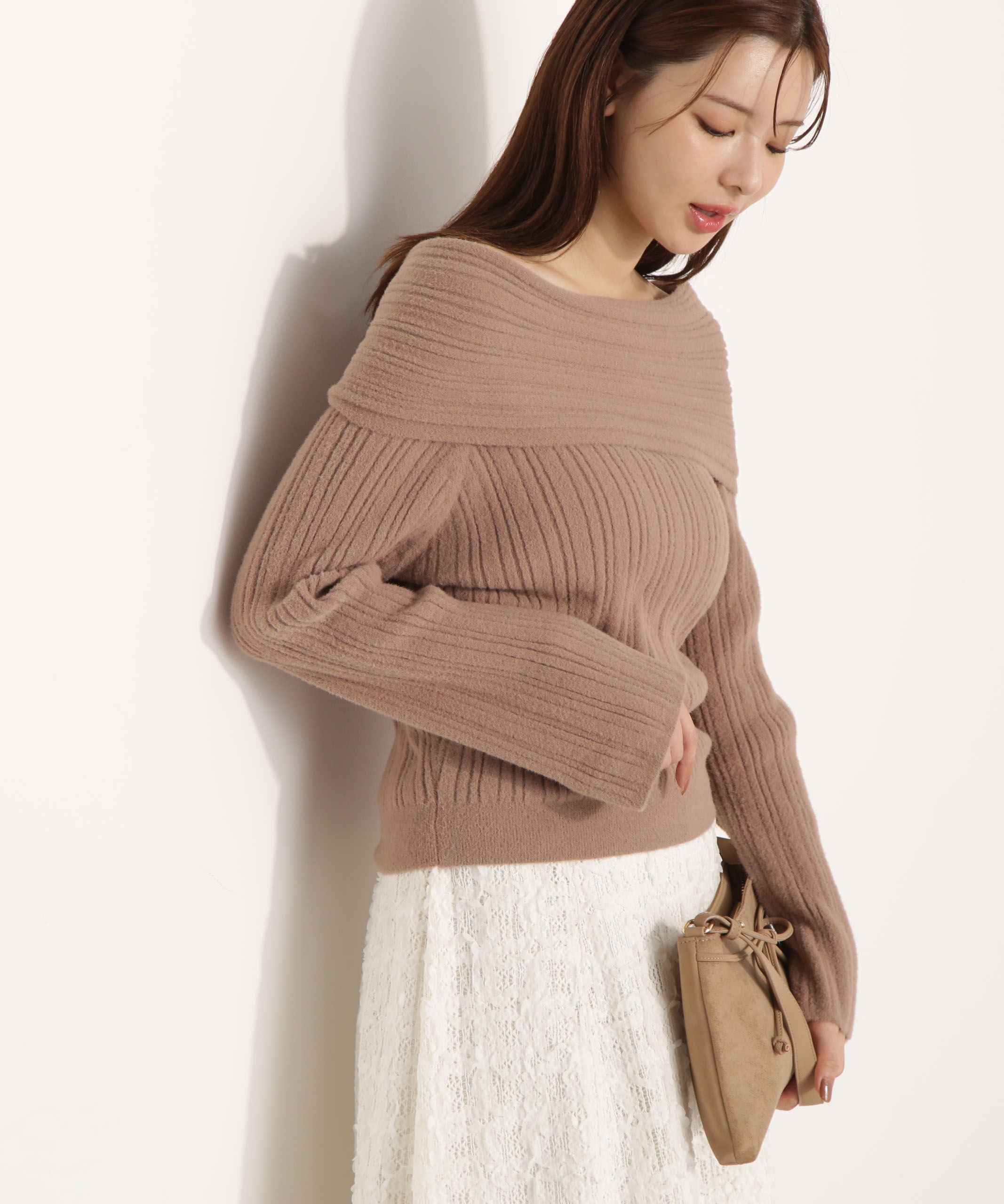 PROPORTION BODY DRESSING「ランダムリブオフショルニット 25AW」|ニット・セーター|