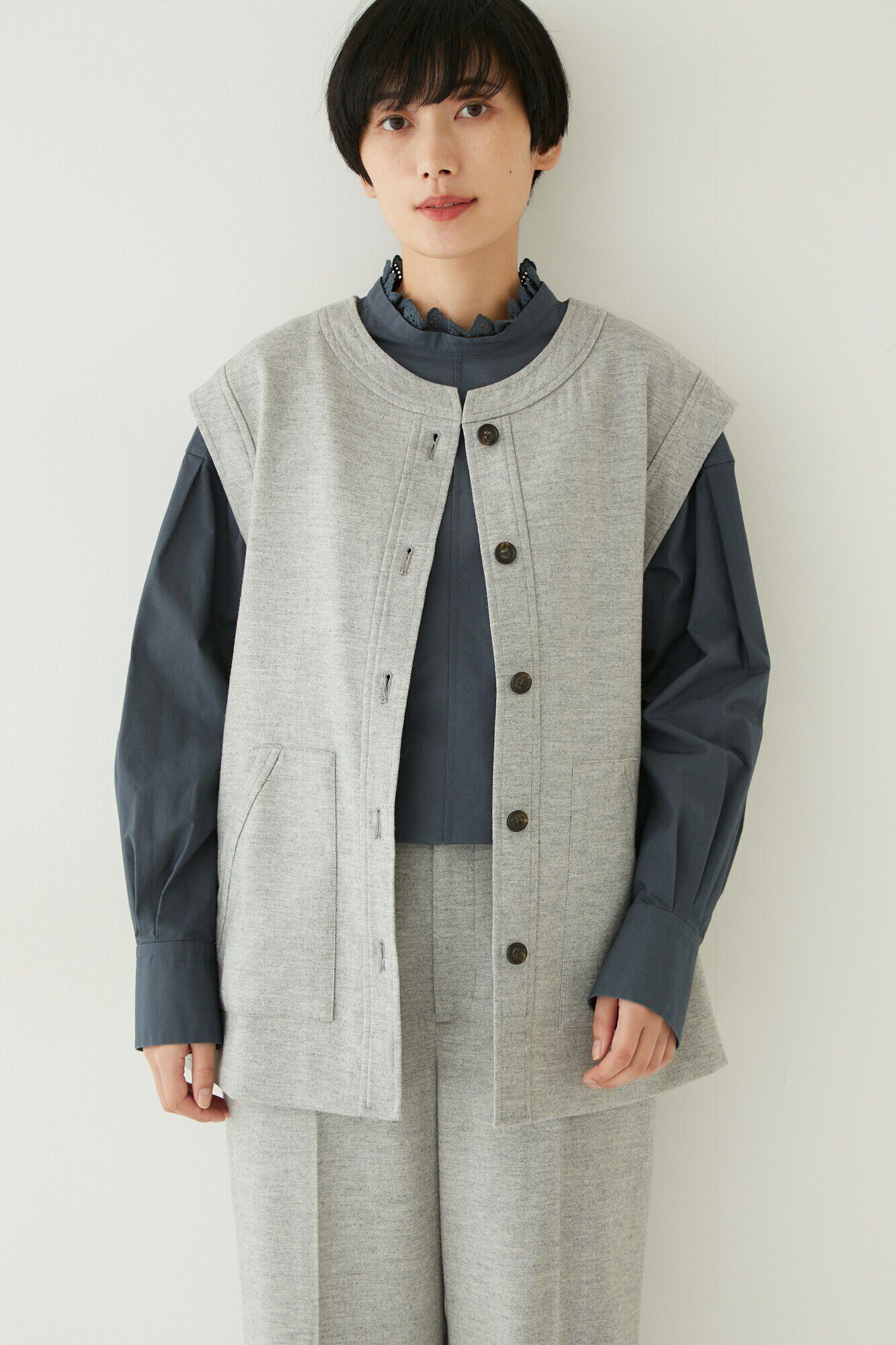  「 ◆≪arrive 5e≫レイヤードジレ」|シャツ・ブラウス|ライトグレー