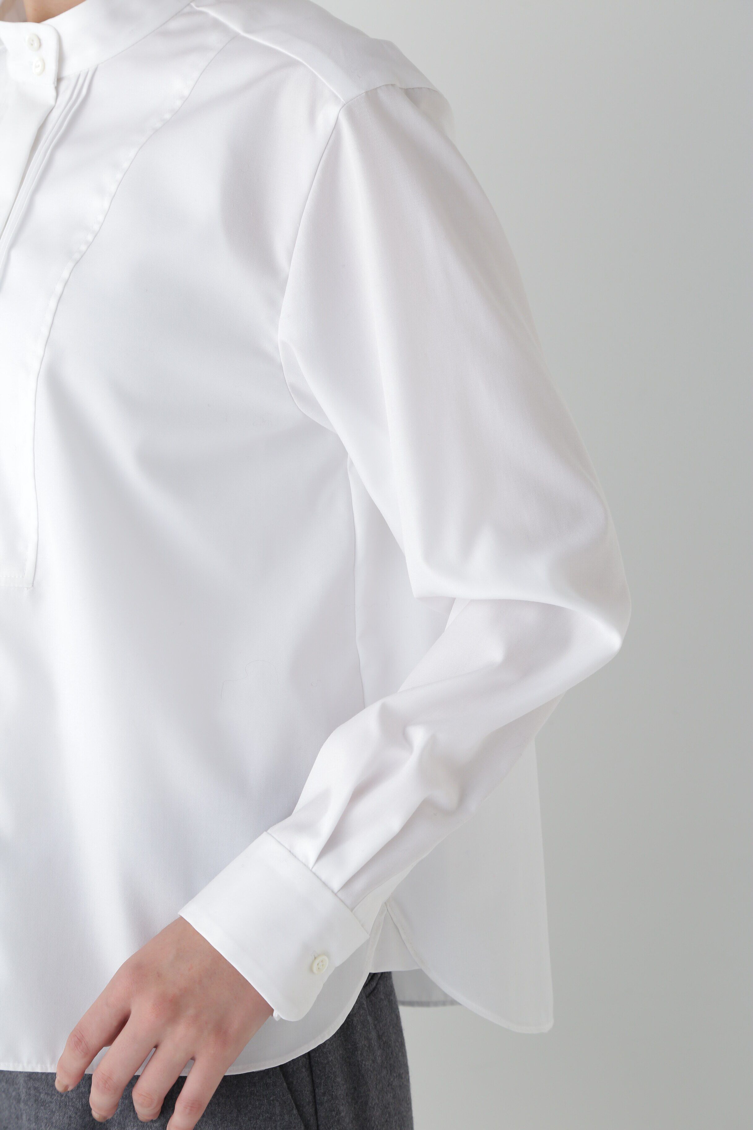  「◆ポプリンハイネックシャツブラウス」|シャツ・ブラウス|