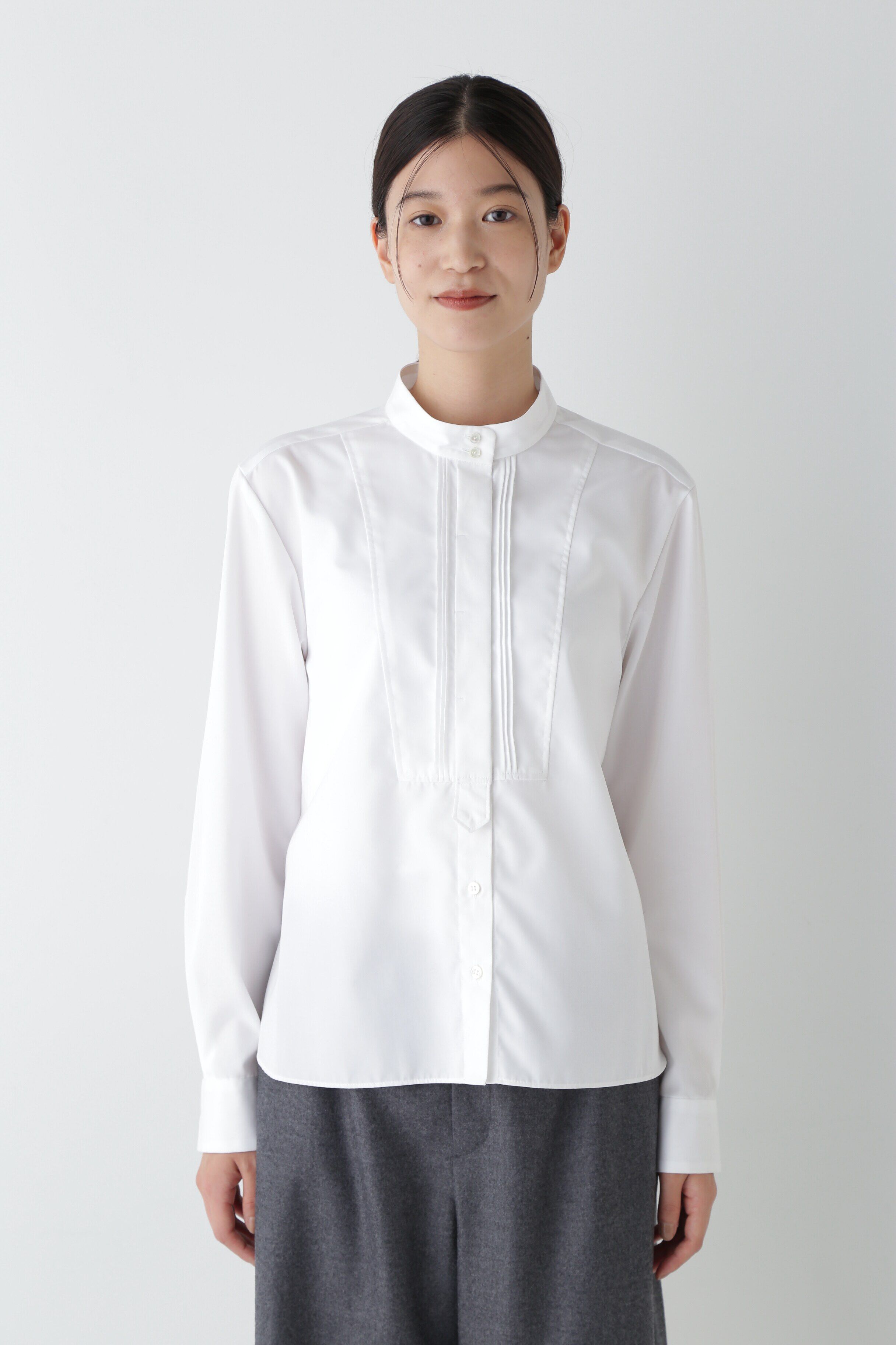  「◆ポプリンハイネックシャツブラウス」|シャツ・ブラウス|