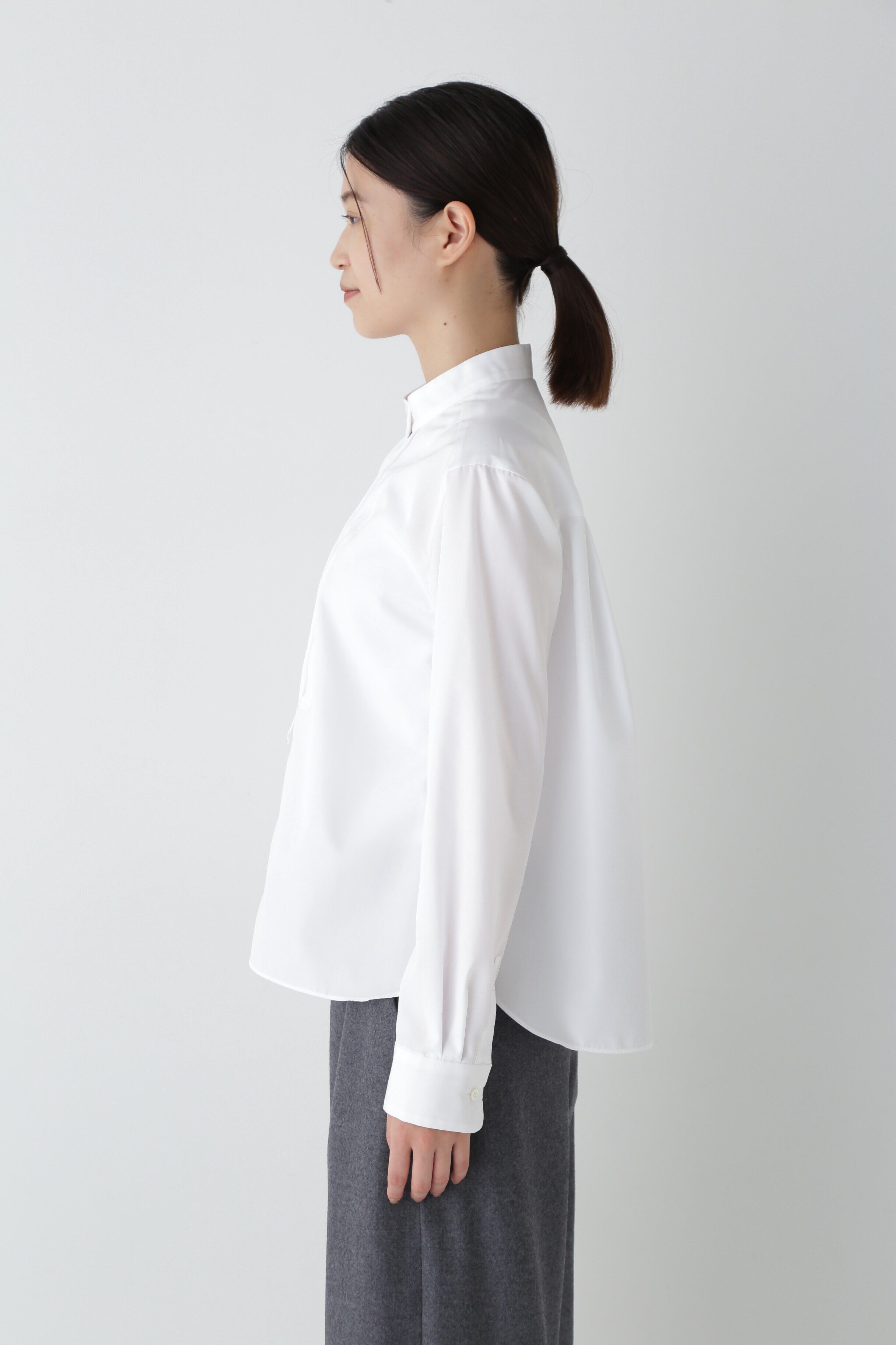  「◆ポプリンハイネックシャツブラウス」|シャツ・ブラウス|