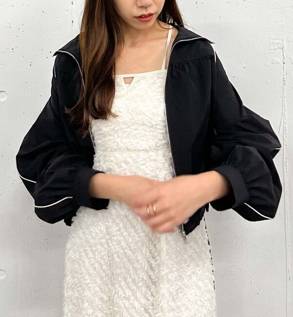 archives「パイピングギャザーブルゾン」|テーラードジャケット|BLACK