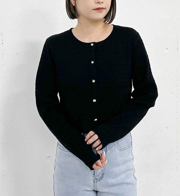 archives「モチモチケーブルニットカーディガン」|カーディガン|BLACK