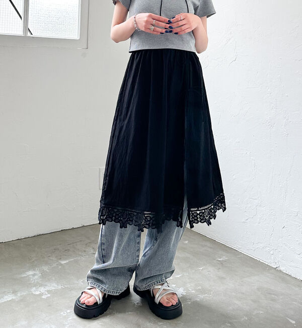 archives「バテンレース２ＷＡＹスカート」|スカート|BLACK