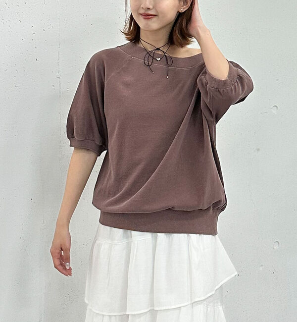 archives「ピグメントオフショルミドルスウェット」|Tシャツ・カットソー|BROWN