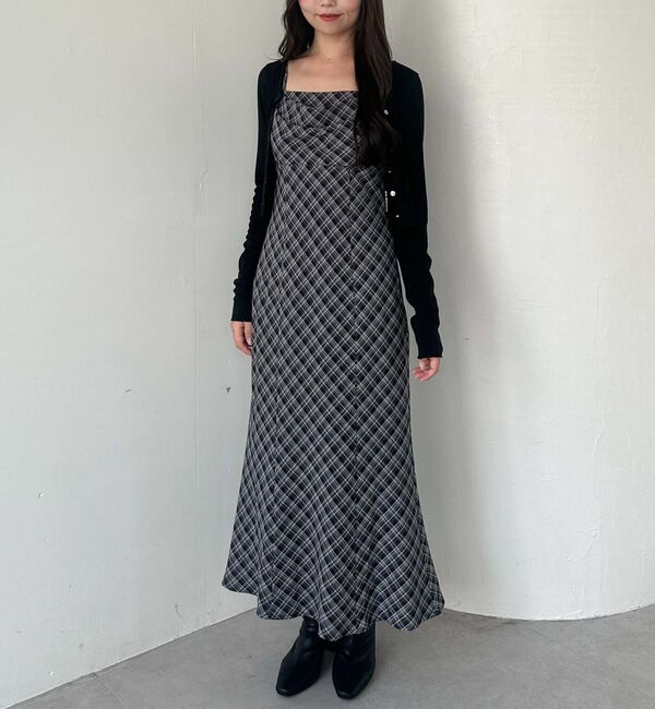 archives「バイアスチェックドレープキャミワンピース」|ワンピース|BLACK