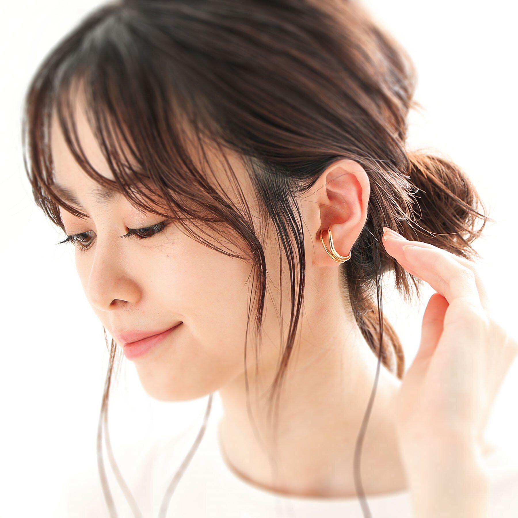 COCOSHNIK「シルバー ダブルフープS字 イヤーカフ」|イヤリング|