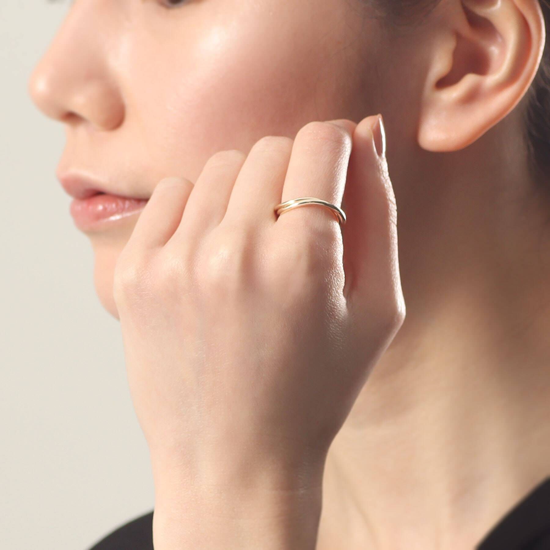 COCOSHNIK「K10ウエーブ2連 リング」|リング|