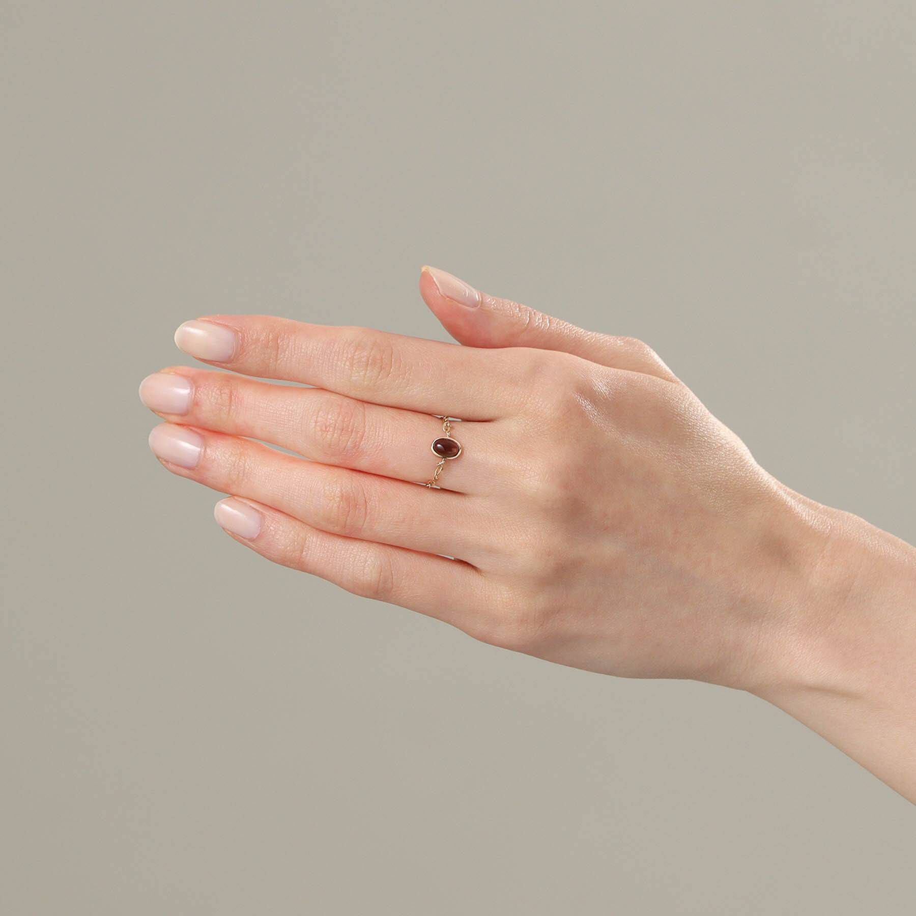 COCOSHNIK「【WEB限定】K10スモーキークォーツ チェーンリング」|リング|