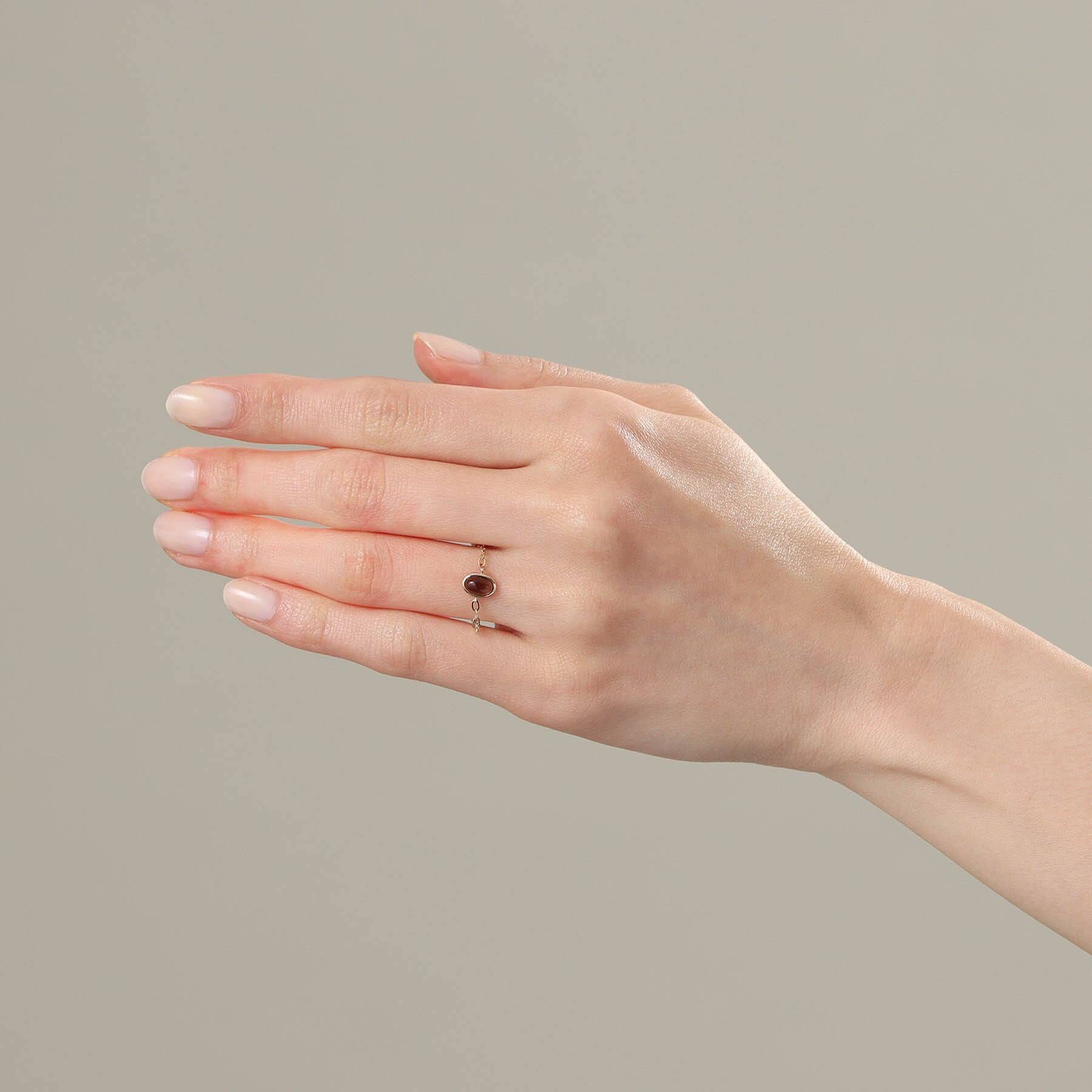 COCOSHNIK「【WEB限定】K10スモーキークォーツ チェーンリング」|リング|