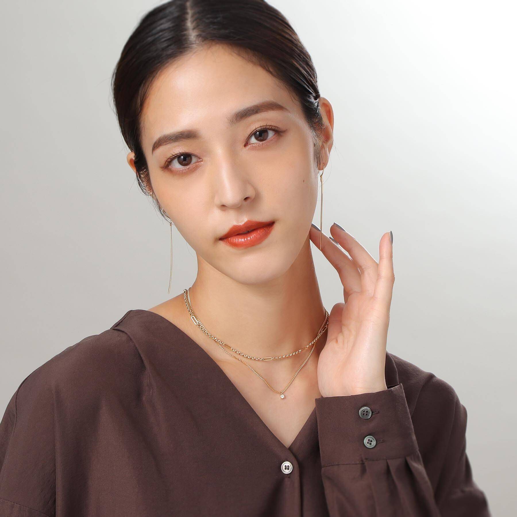 COCOSHNIK「K18マーヴェラス&times;PCフラット ネックレス」|ネックレス|